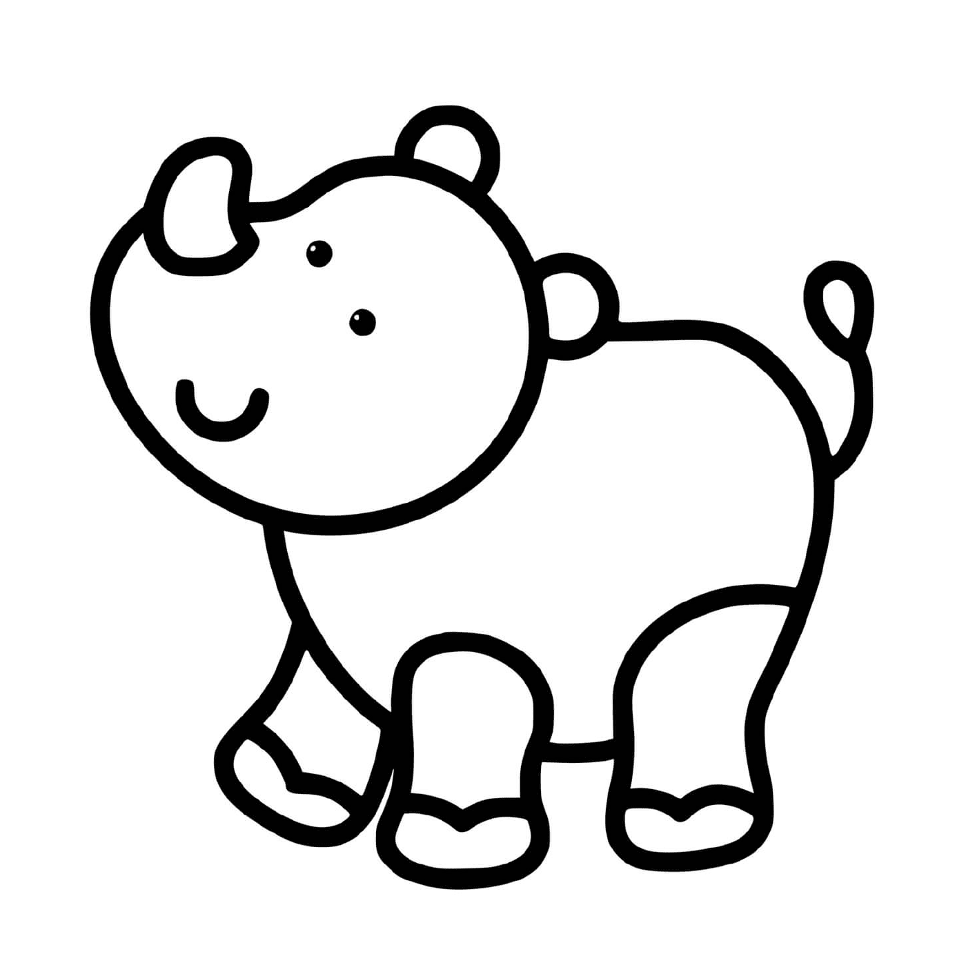  Ein leicht zu zeichnender Nashorn für 2-Jährige 