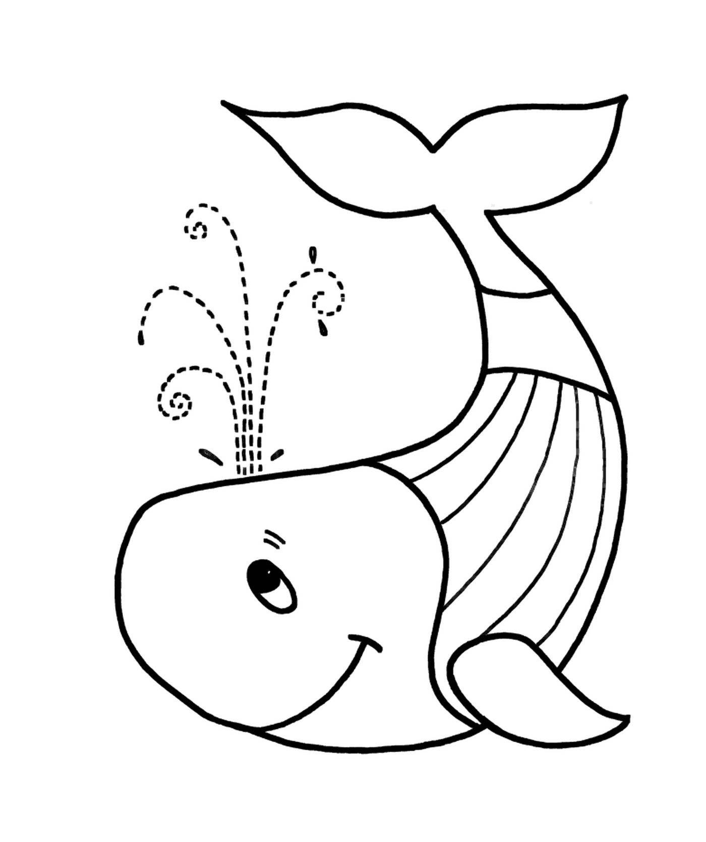  Una ballena con salpicaduras de agua 
