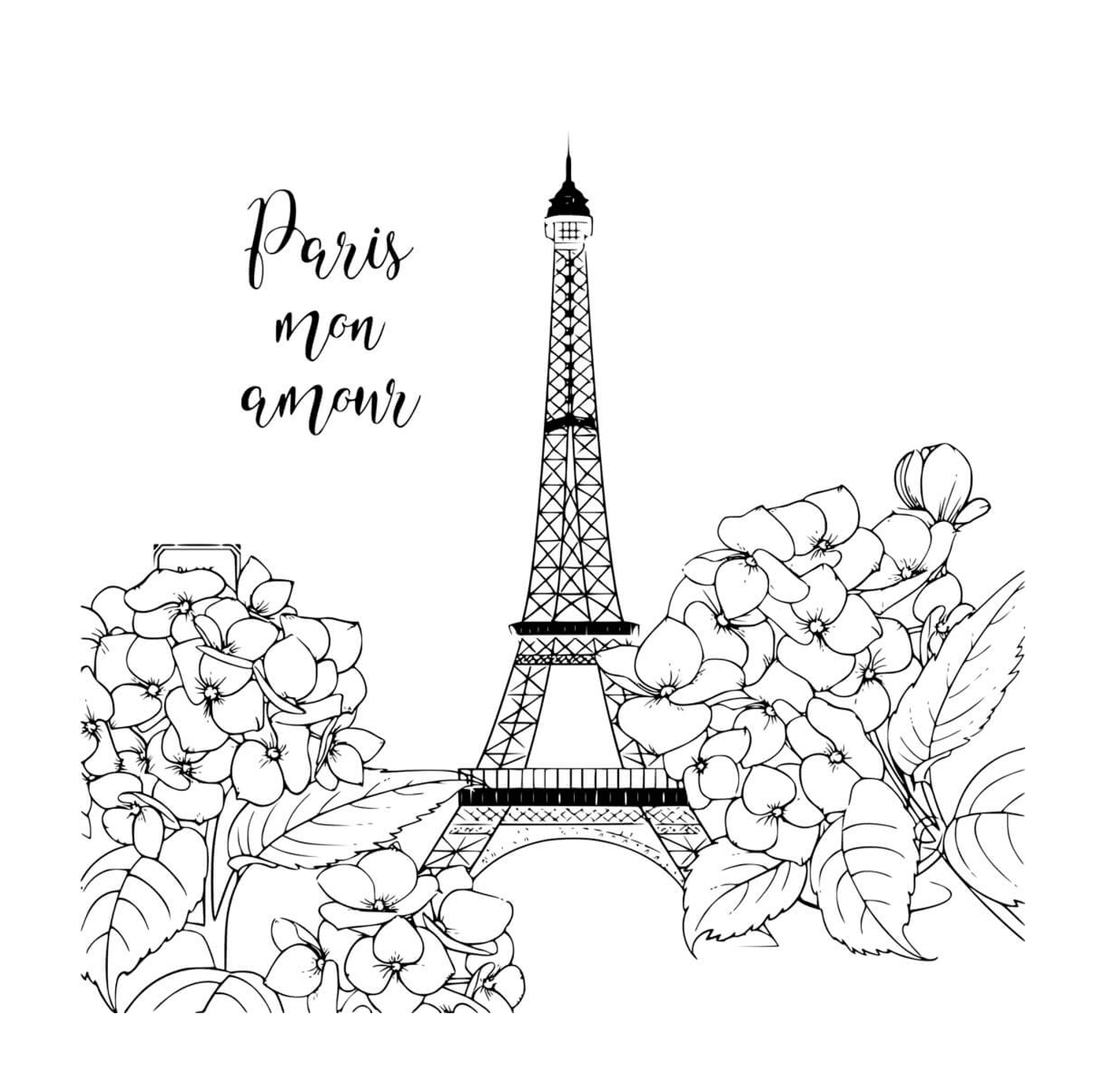  Fiori romantici di Parigi e Torre Eiffel 