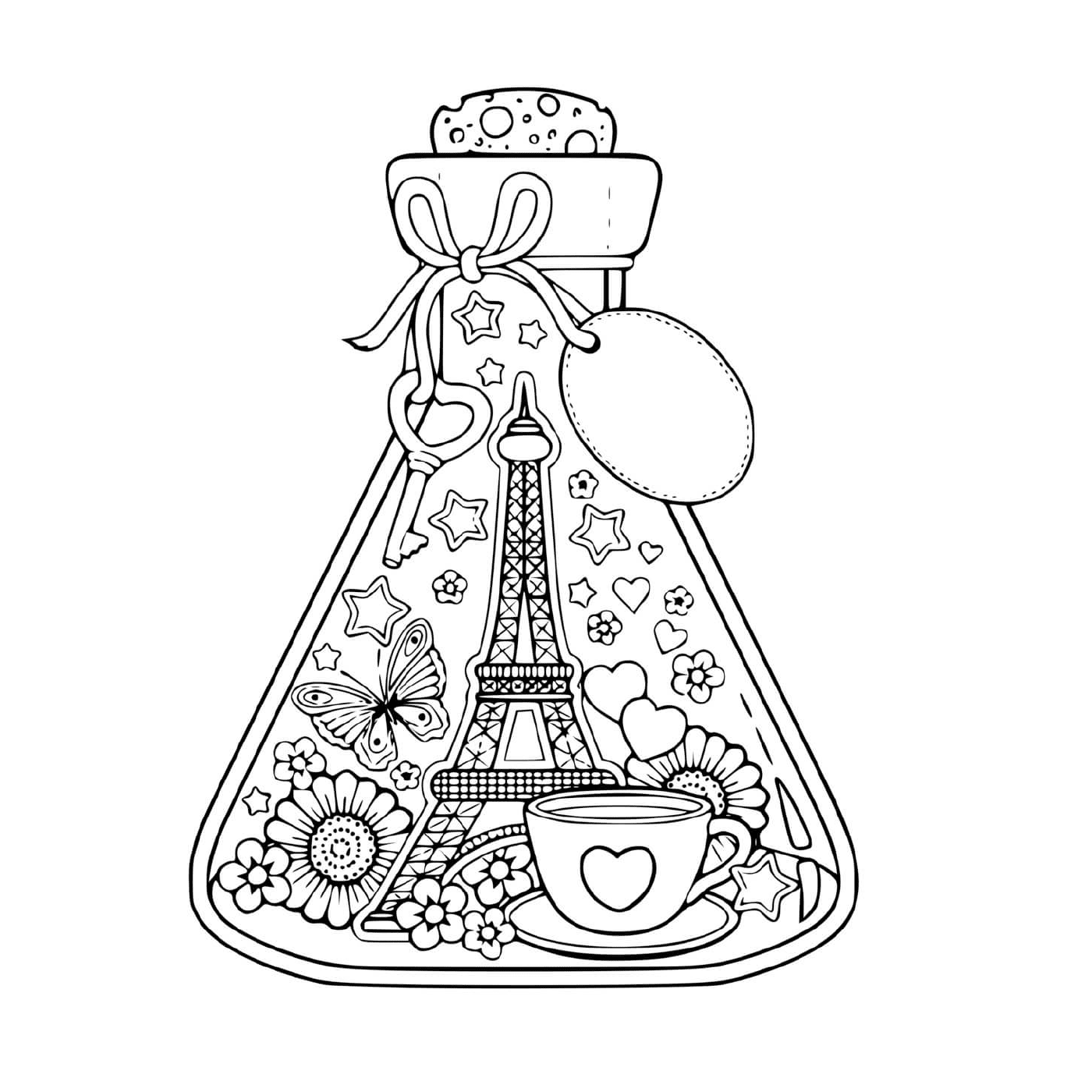  Torre Eiffel en miniatura, café francés 