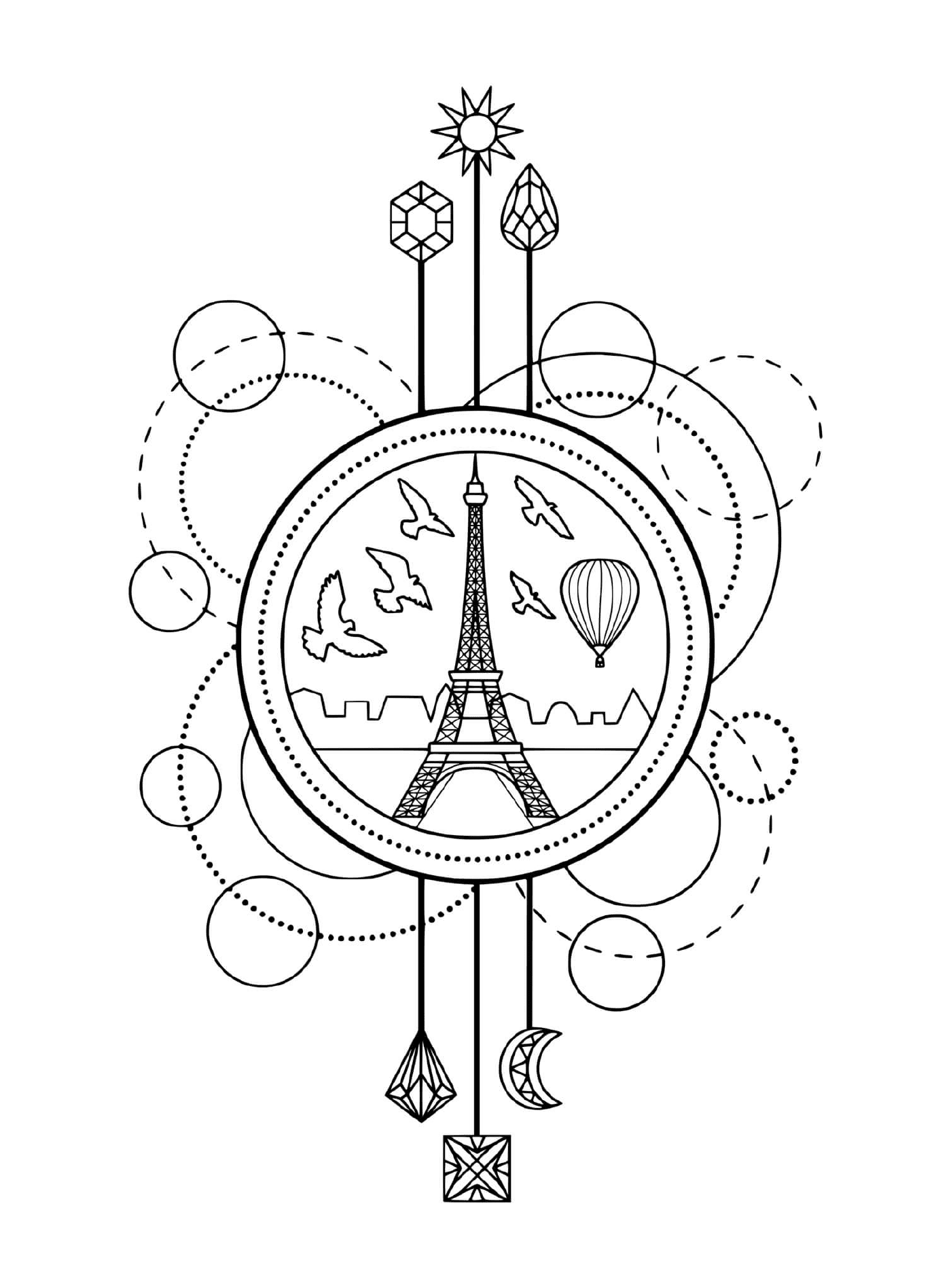  Torre Eiffel y globo aerostático, París 