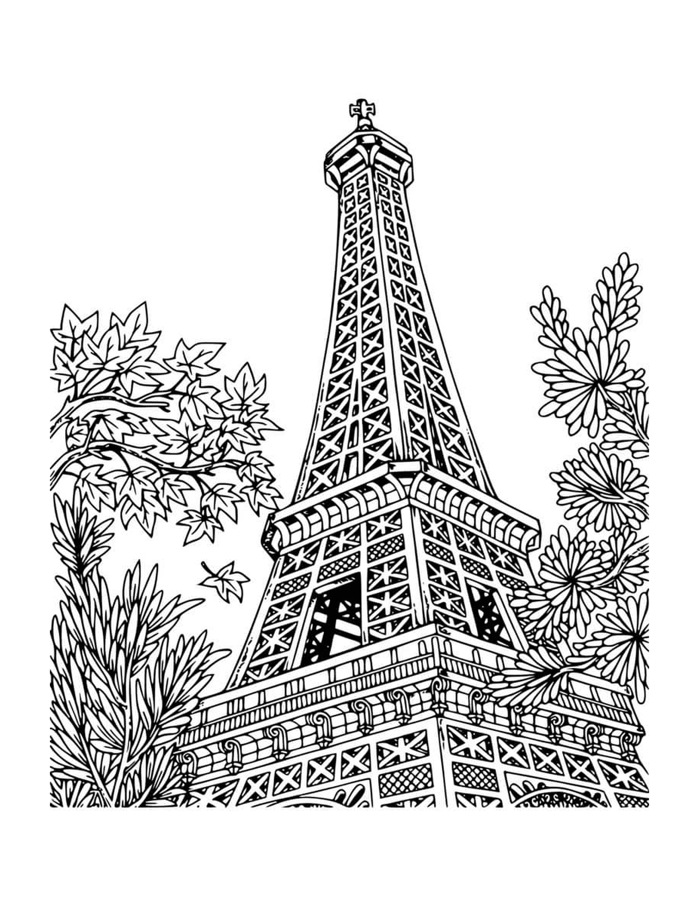  París en mandala, la Torre Eiffel imponente 
