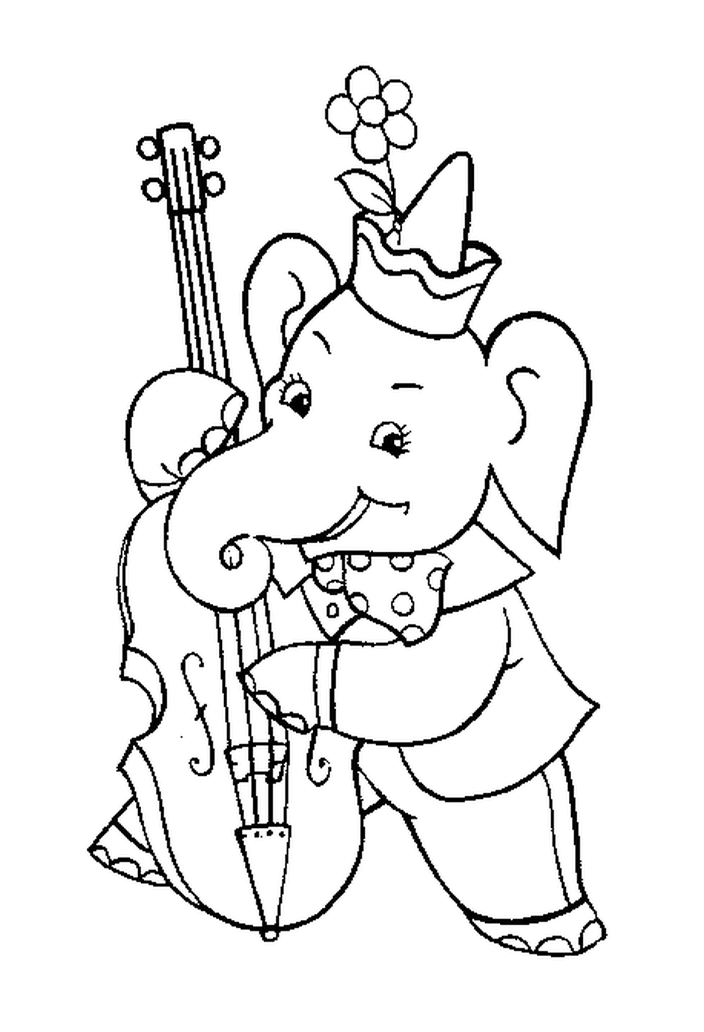  An elephant playing the cello 