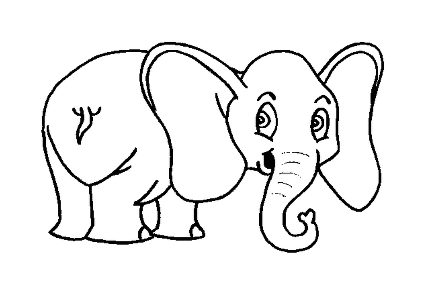  An elephant drawn with large ears 
