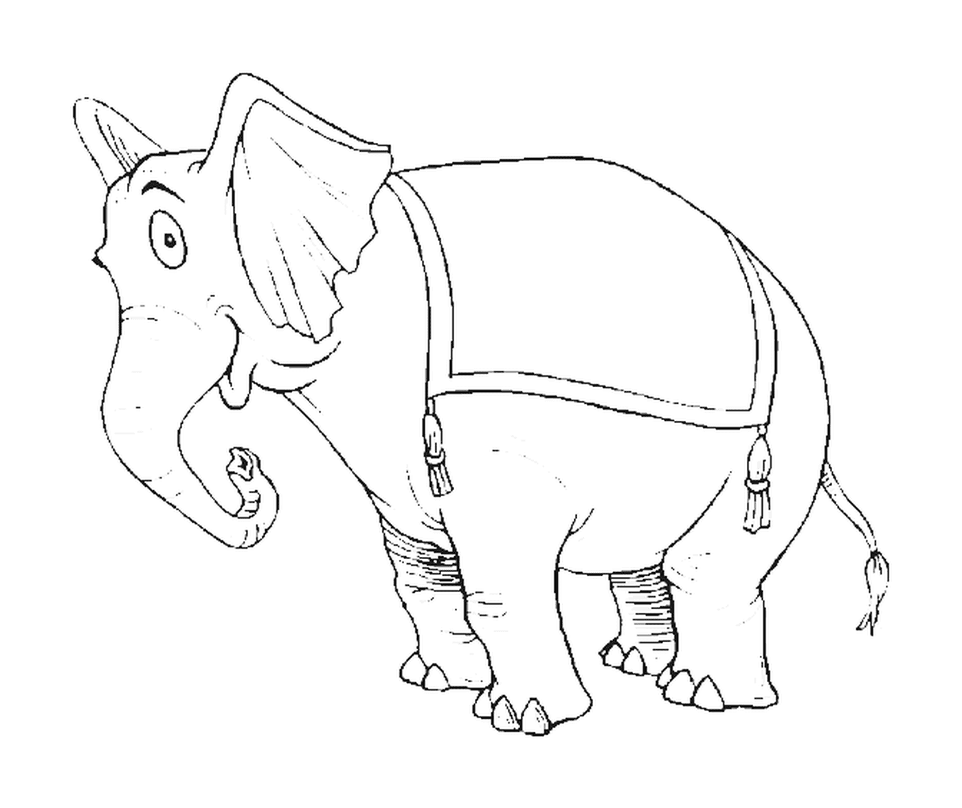  An elephant with a saddle on his back 