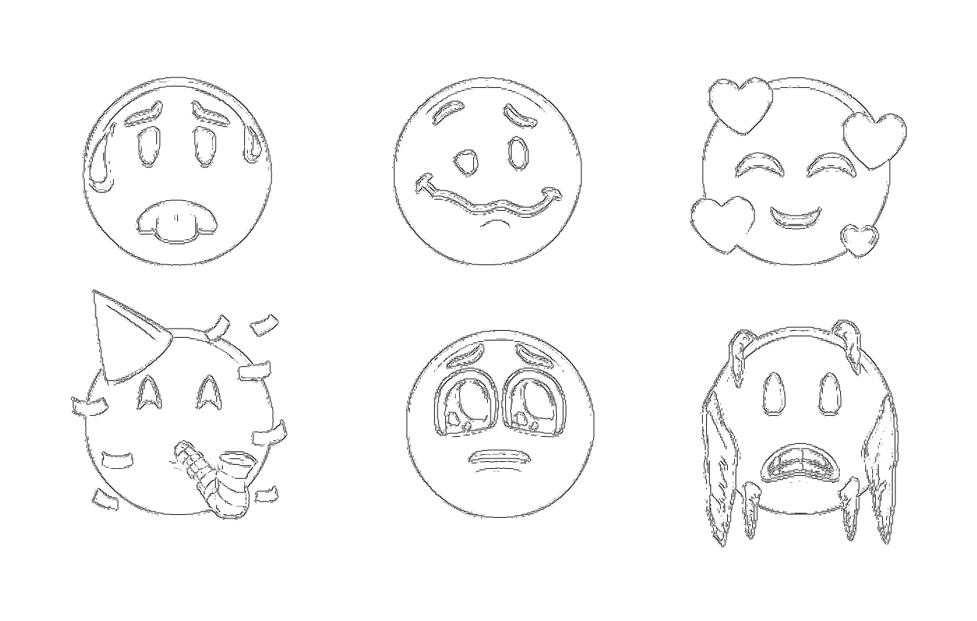  Eine Reihe von Zeichnungen verschiedener Gesichter mit unterschiedlichen Ausdrücken 