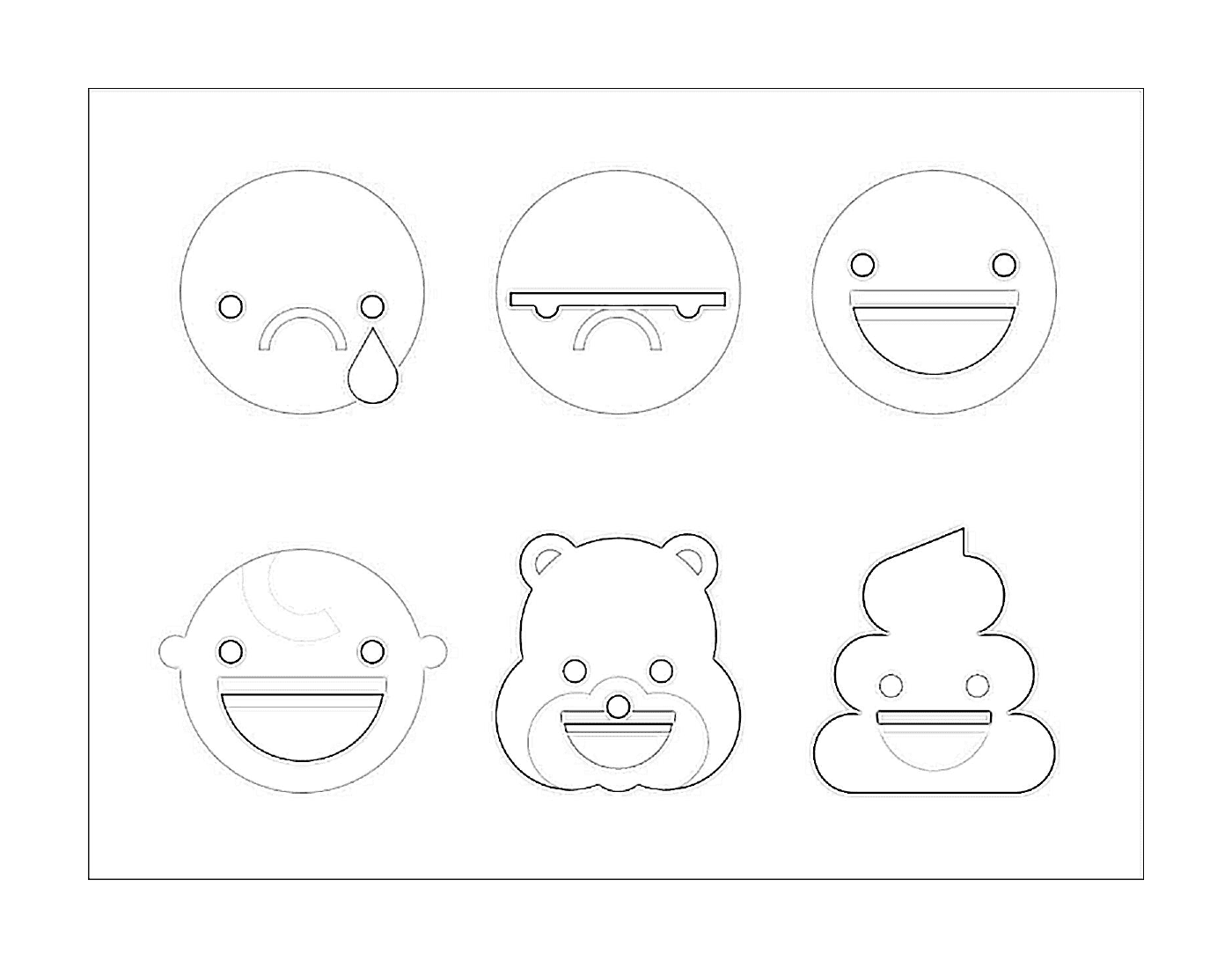  Un conjunto de seis dibujos de diferentes caras 