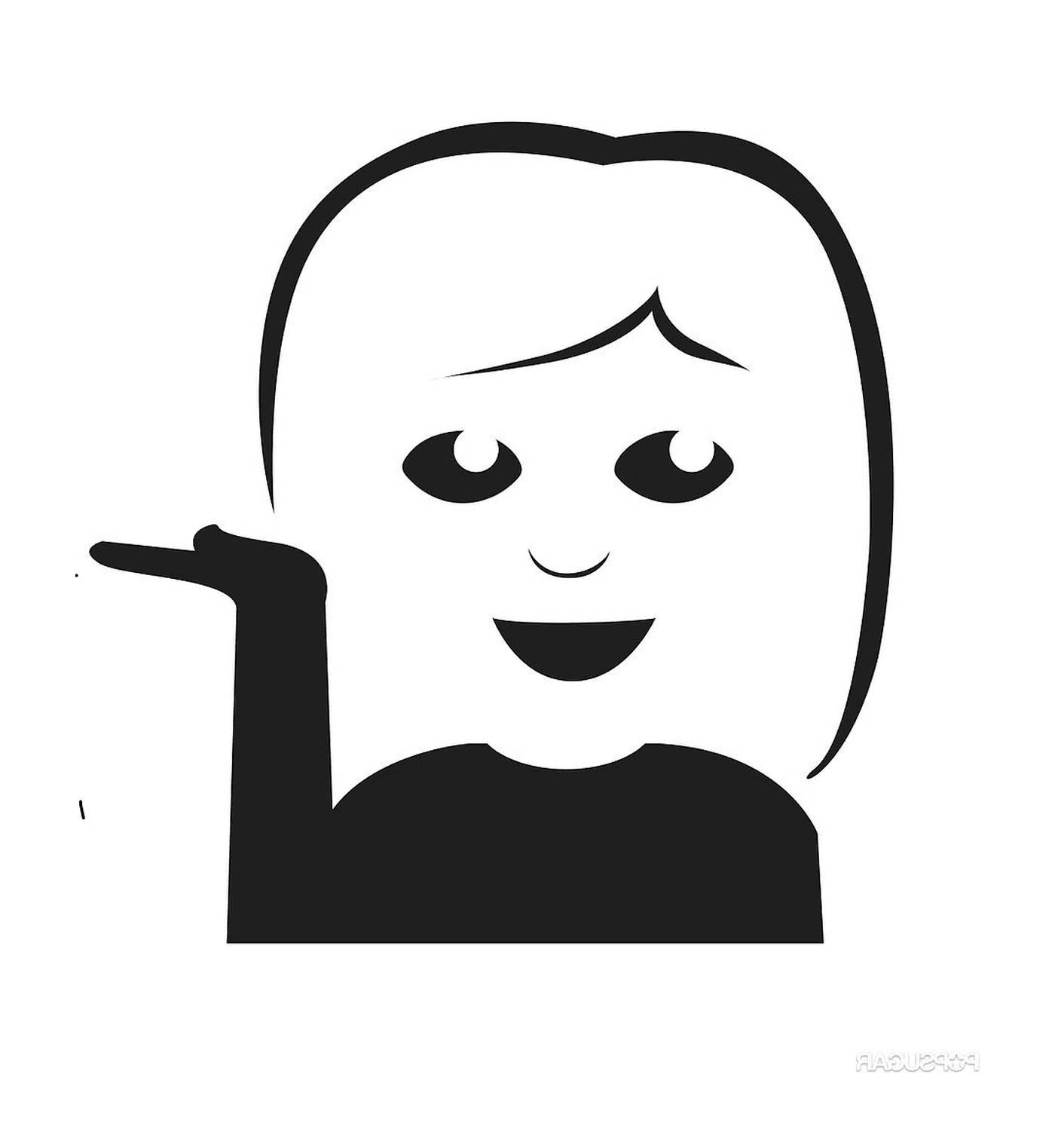  A woman pointing at her face 