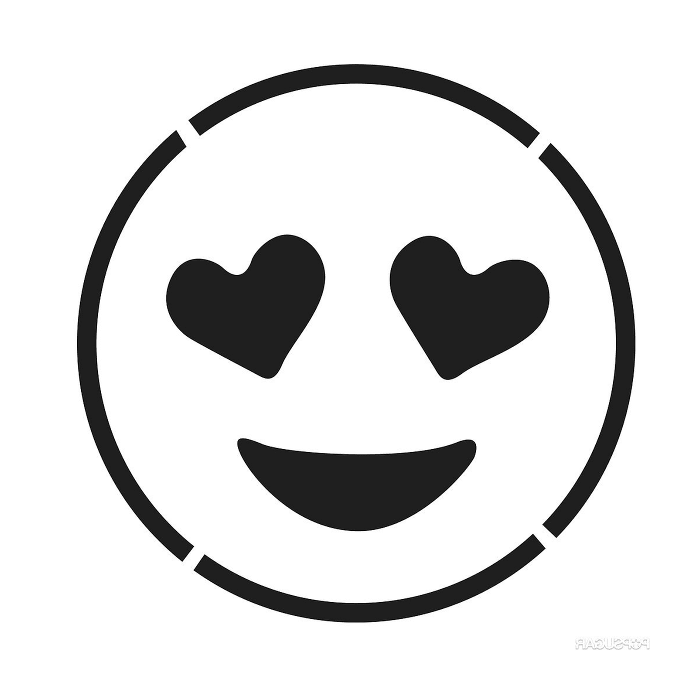  A smiling face with black and white hearts 