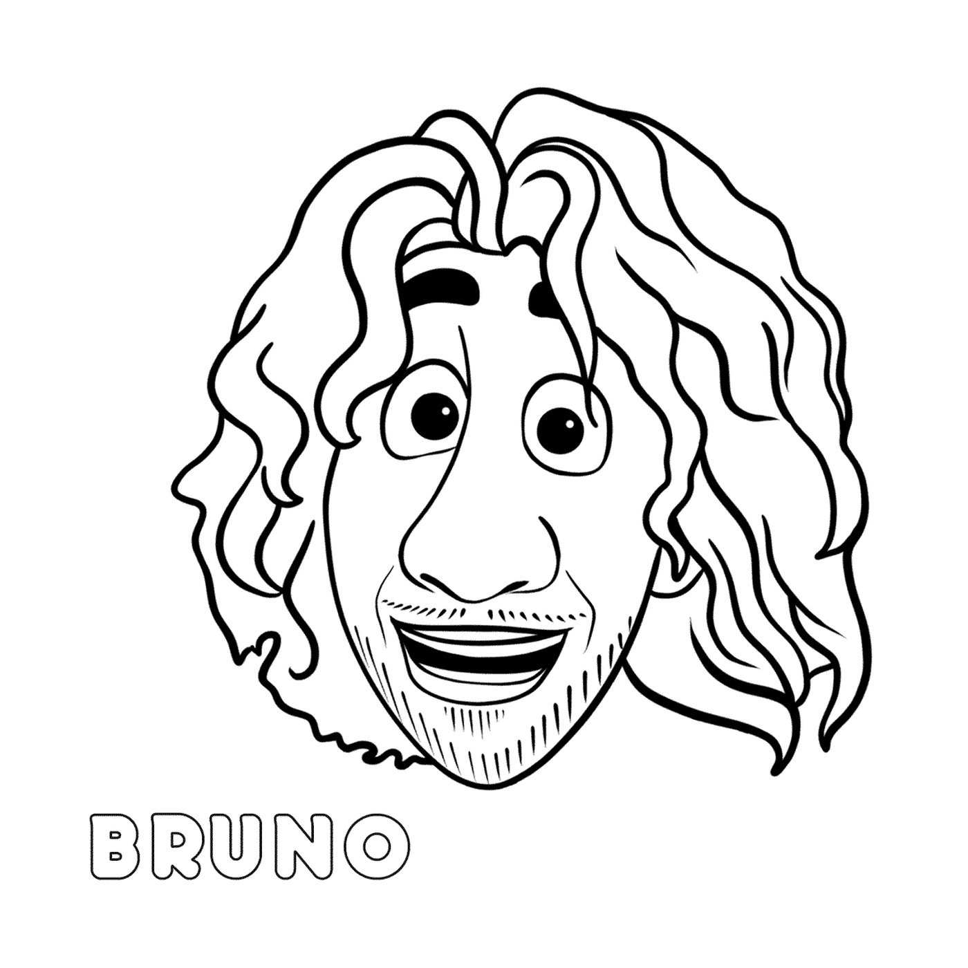  Il viso di Bruno con i capelli lunghi 