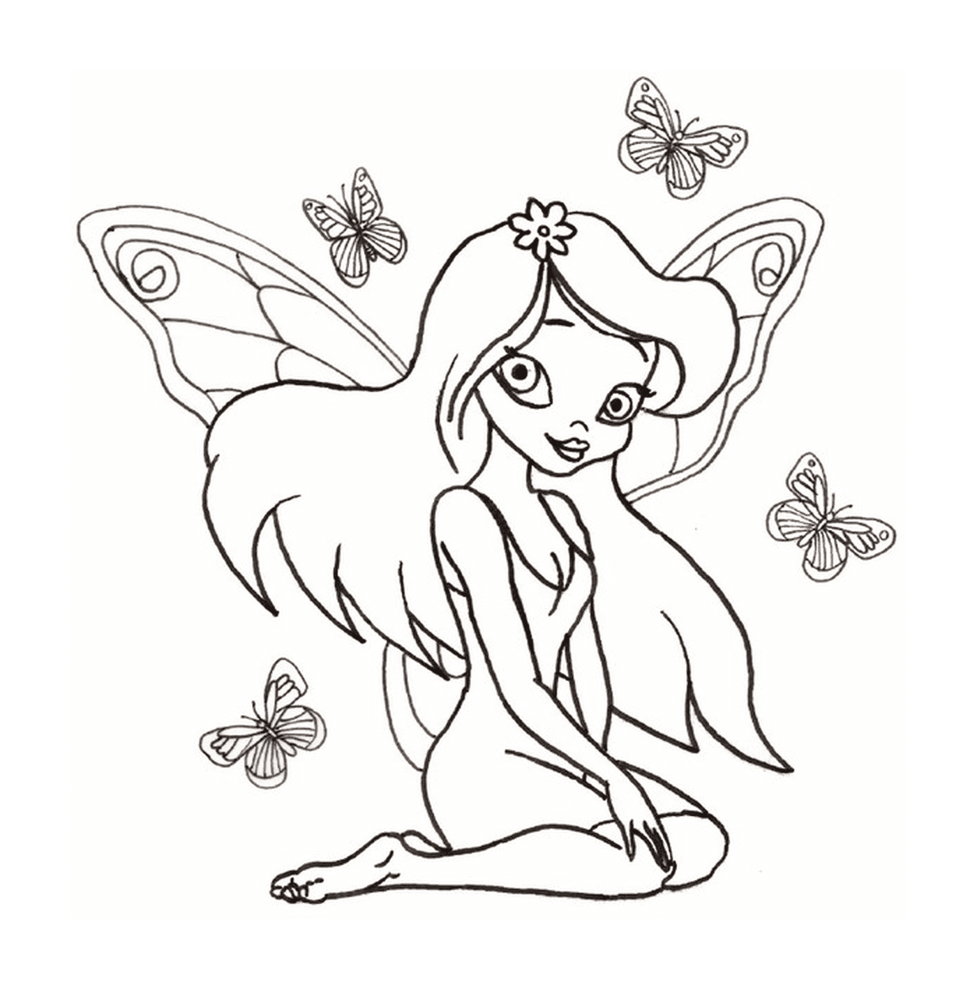  Una fata circondata da farfalle 