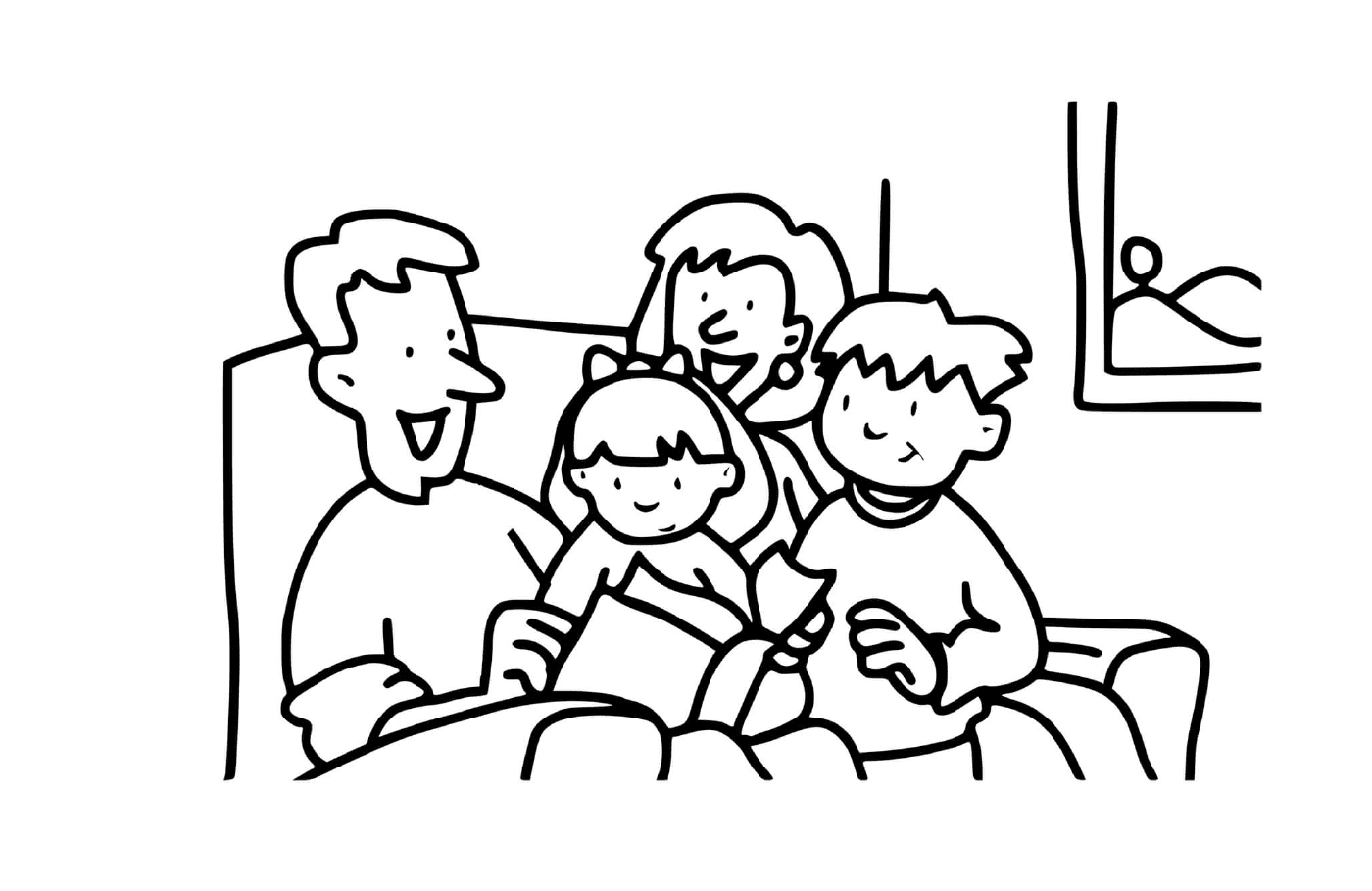  Группа людей, сидящих на диване 