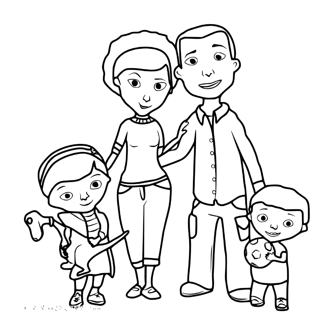  Eine Familie mit ihren Kindern zusammen 