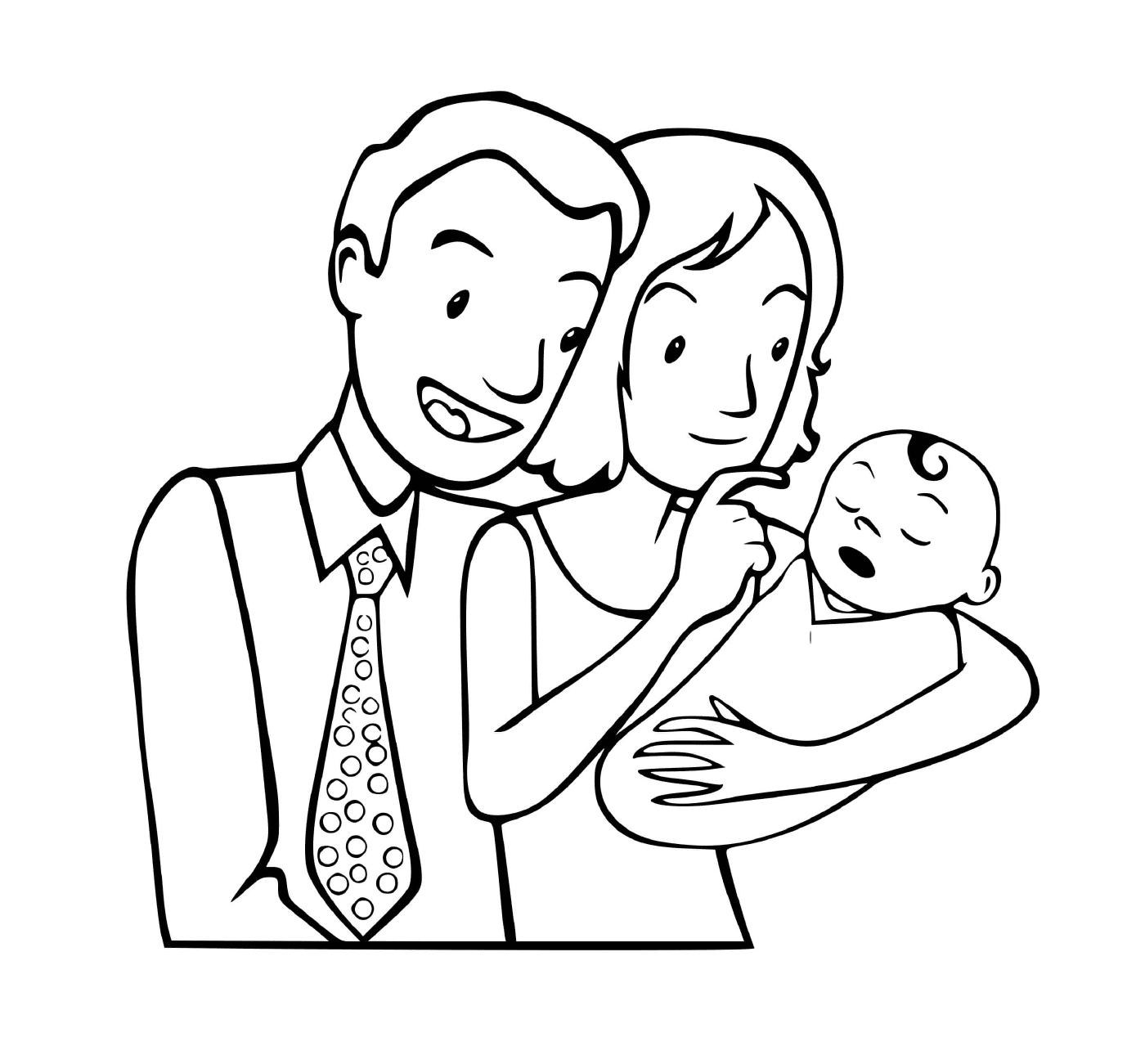  Eine kleine Familie mit einem Neugeborenen 