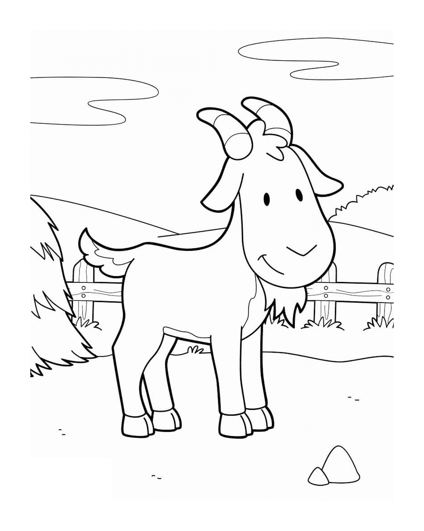 una cabra de pie en la hierba cerca de una cerca 