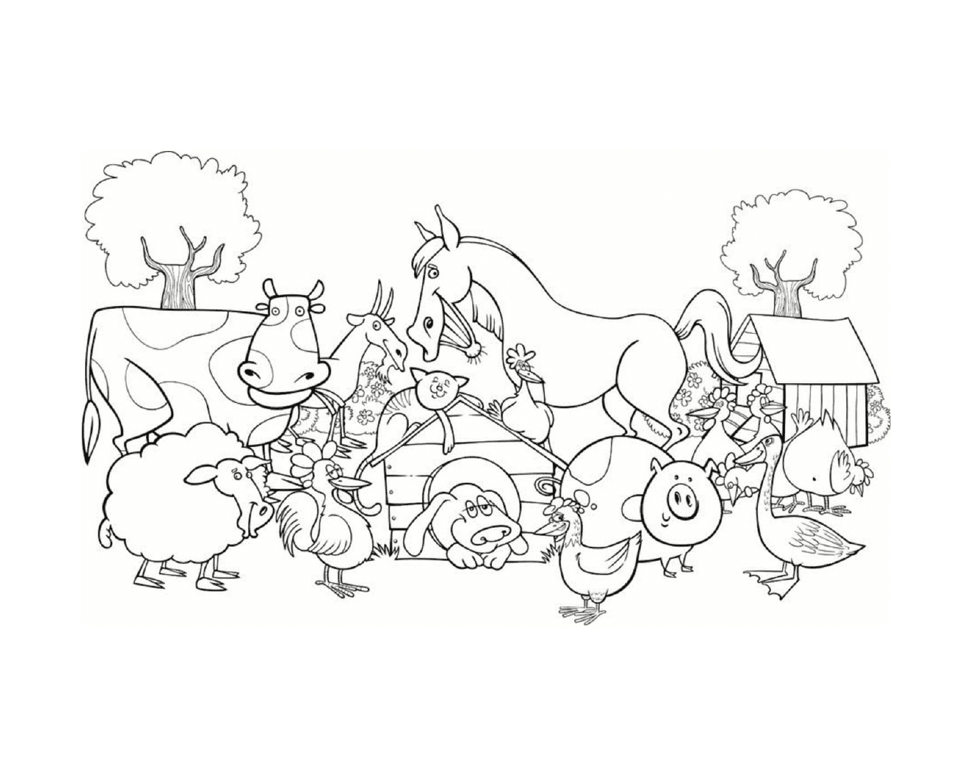  un gruppo di animali da allevamento in piedi nell'erba 