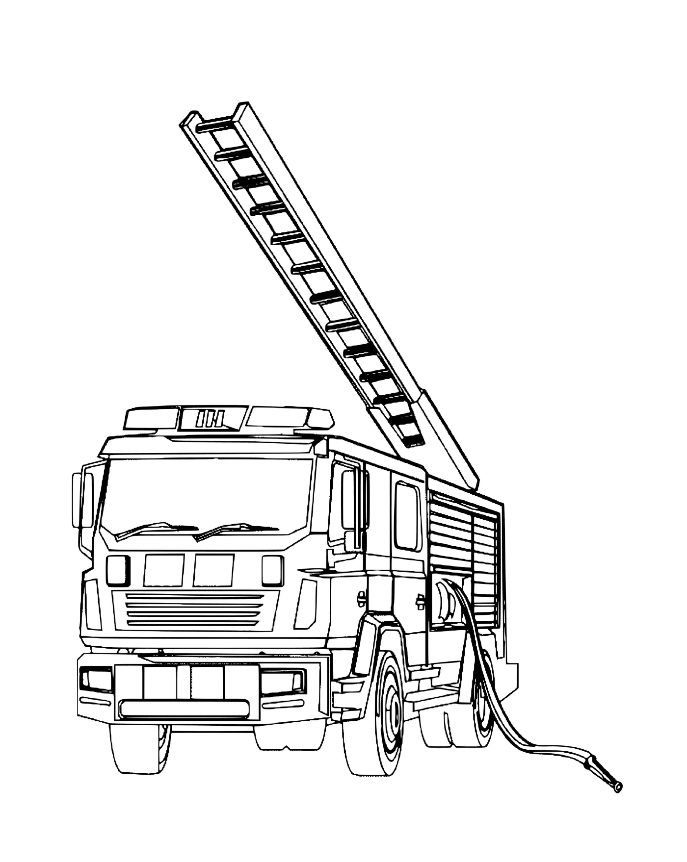  un camion dei pompieri con una grande scala 