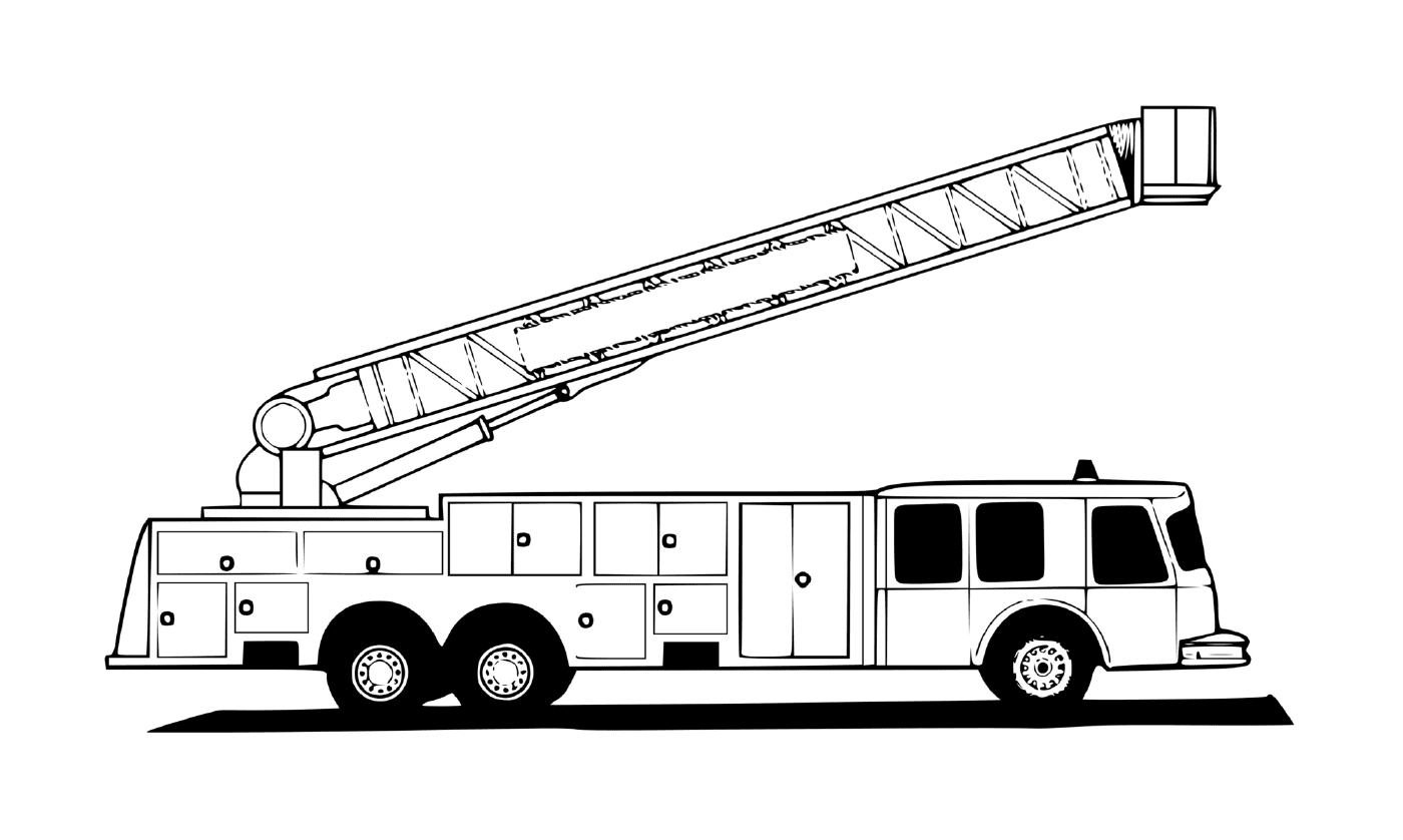  un camión de bomberos con una escalera telescópica 