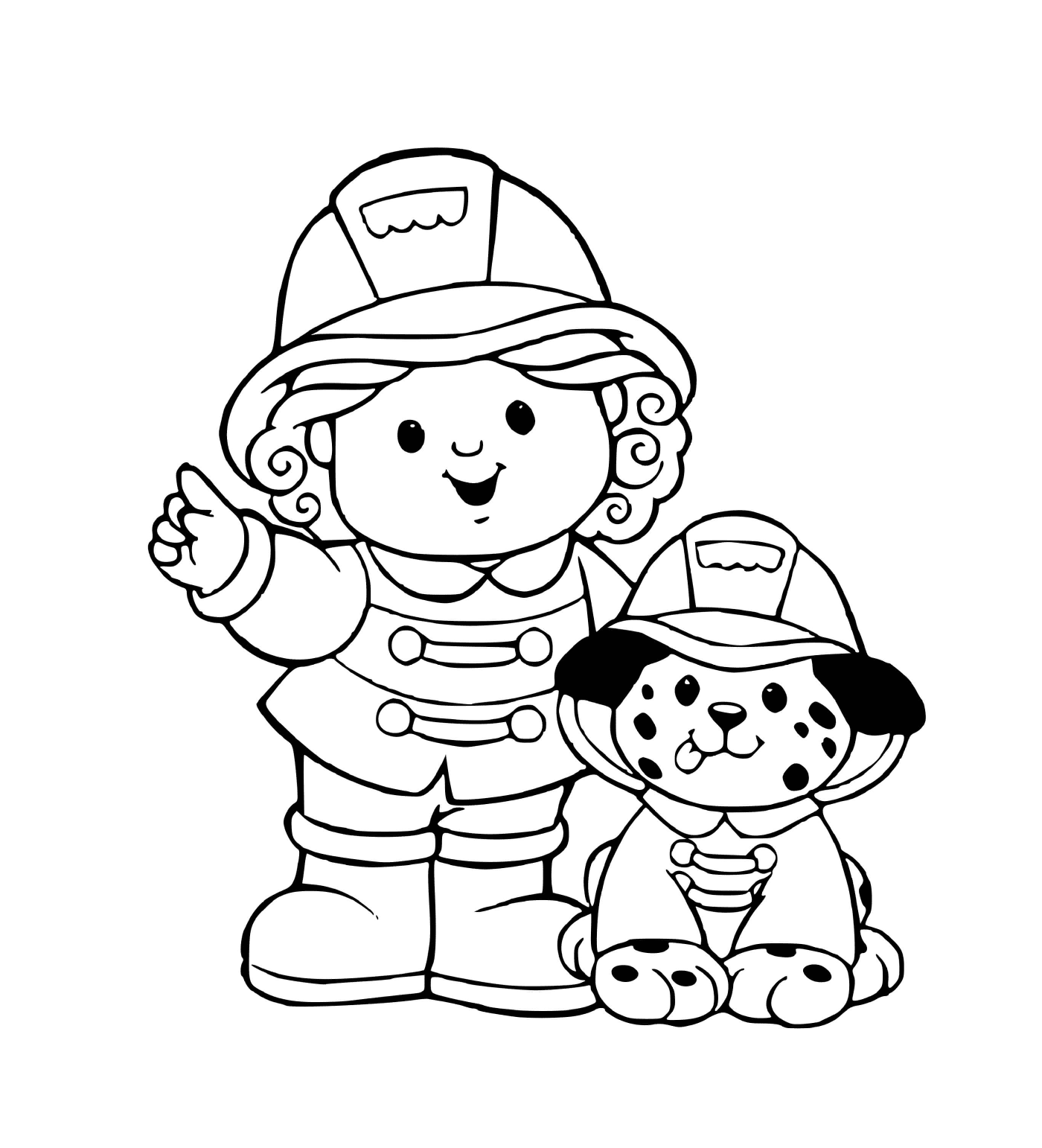  Пожарная женщина со своей собакой 