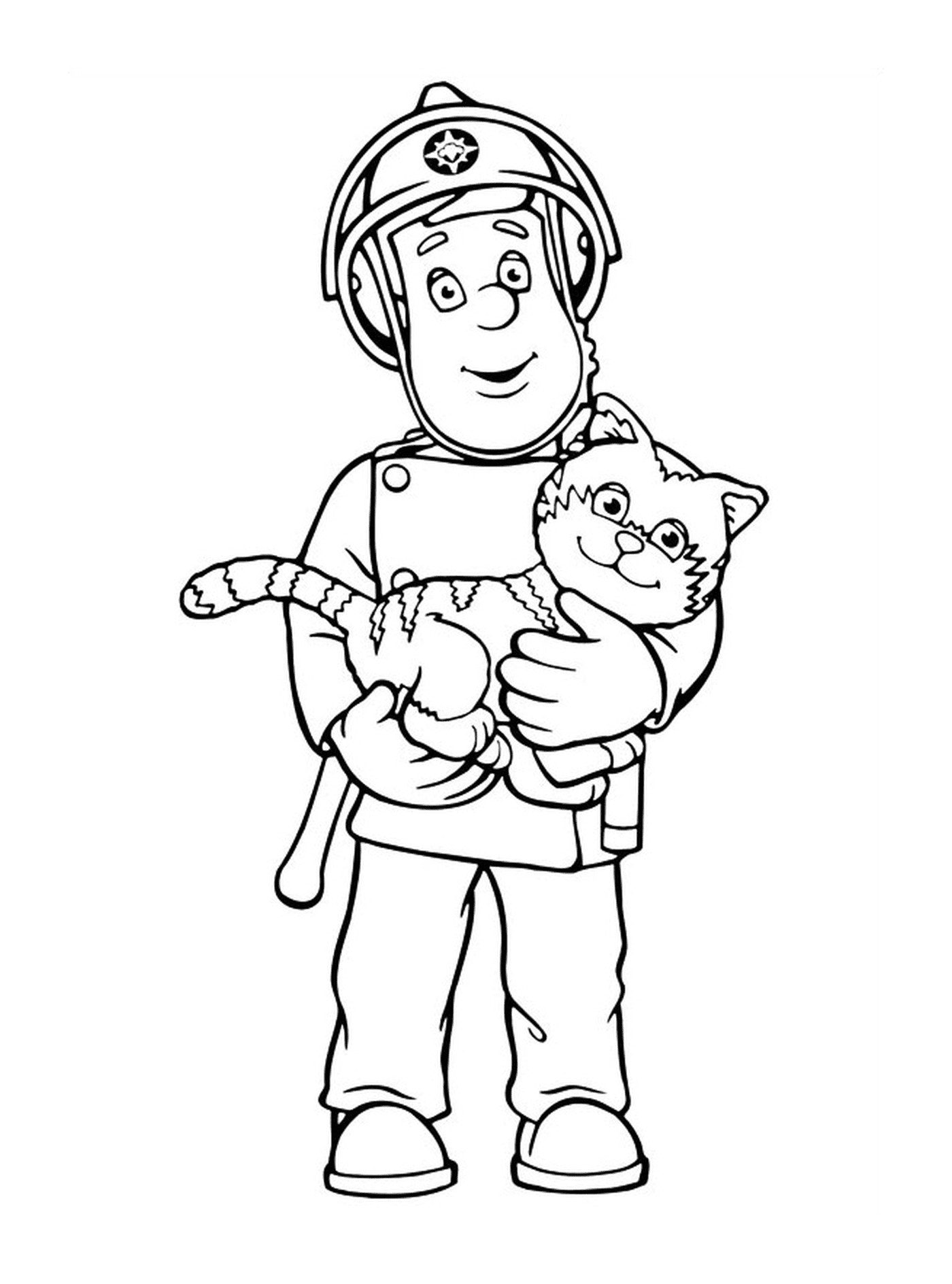  Man holding a cat in his arms 