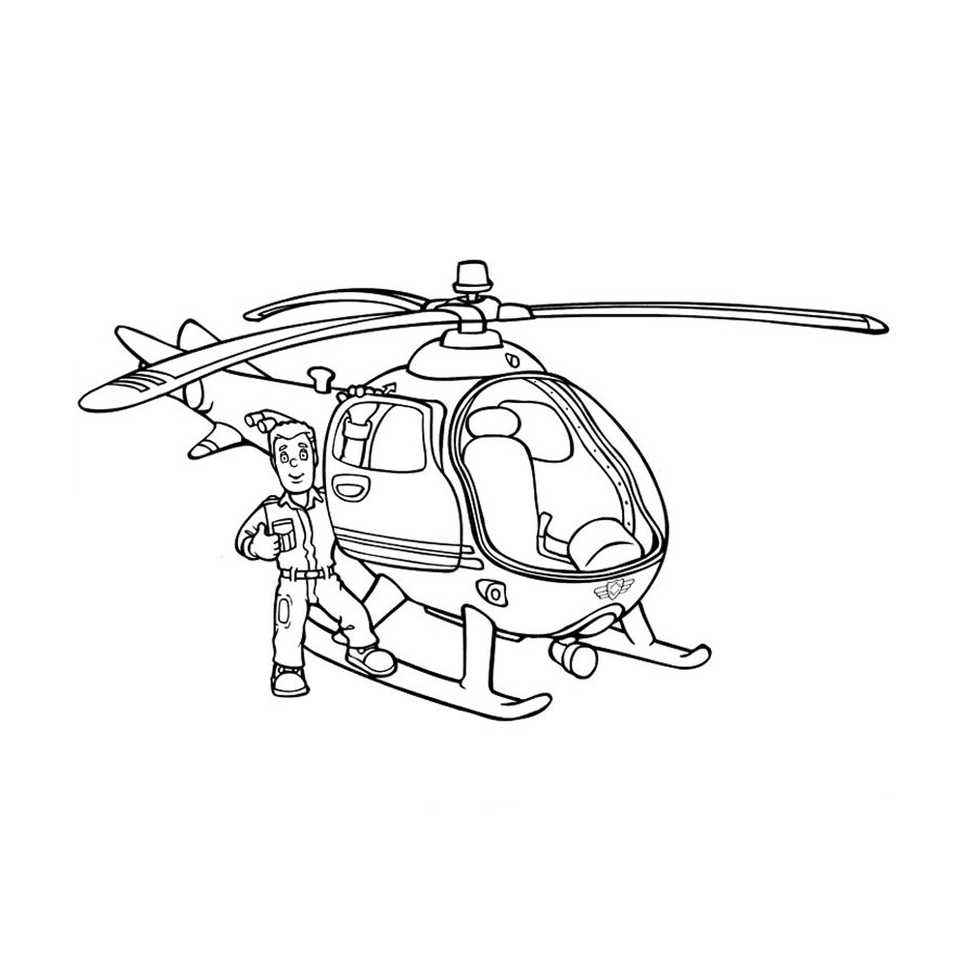  Hombre al lado de un helicóptero 
