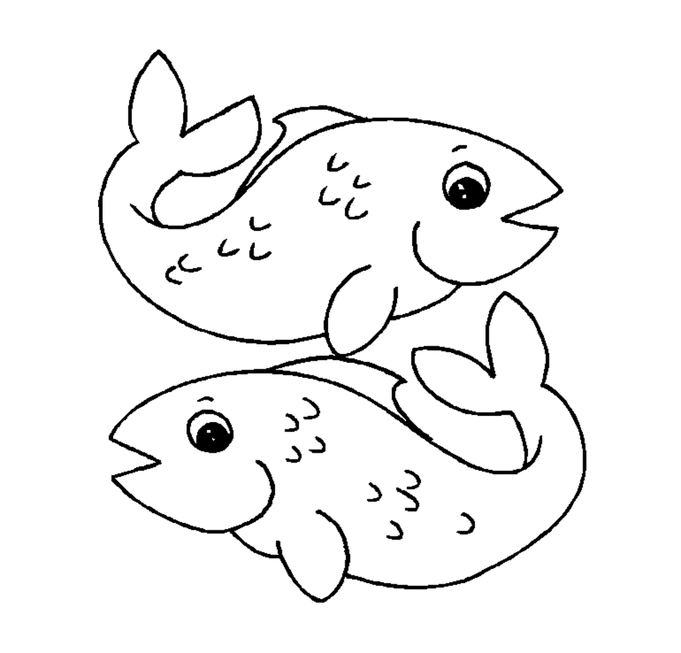  Zwei Gefährten schwimmende Fische 