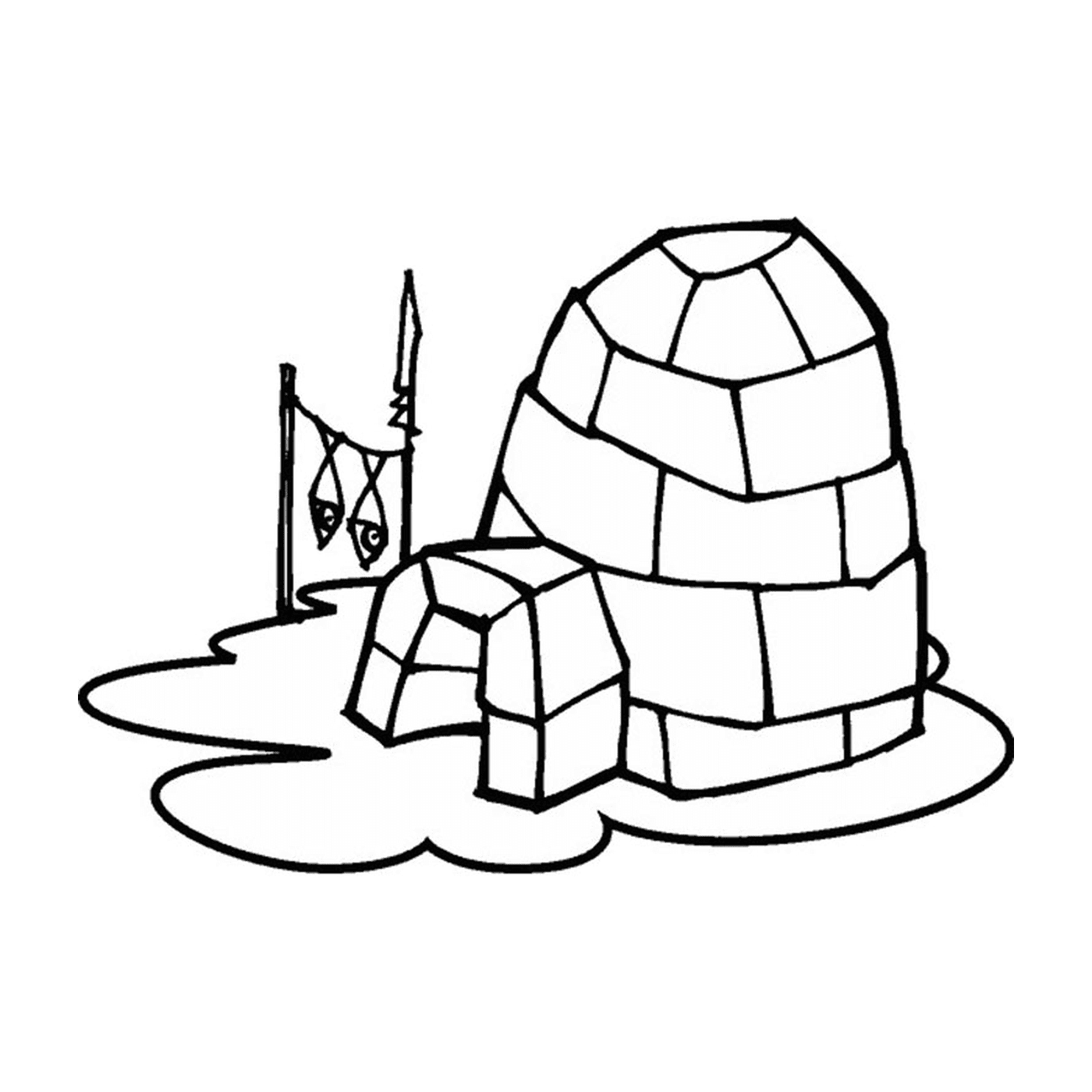  Illustration of igloo and dried fish 