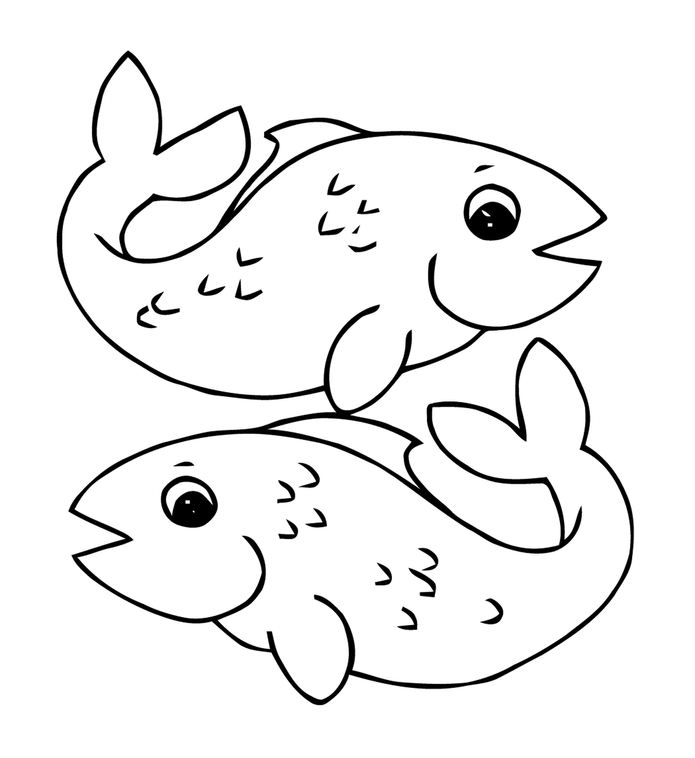  Zwei Gefährten schwimmende Fische 