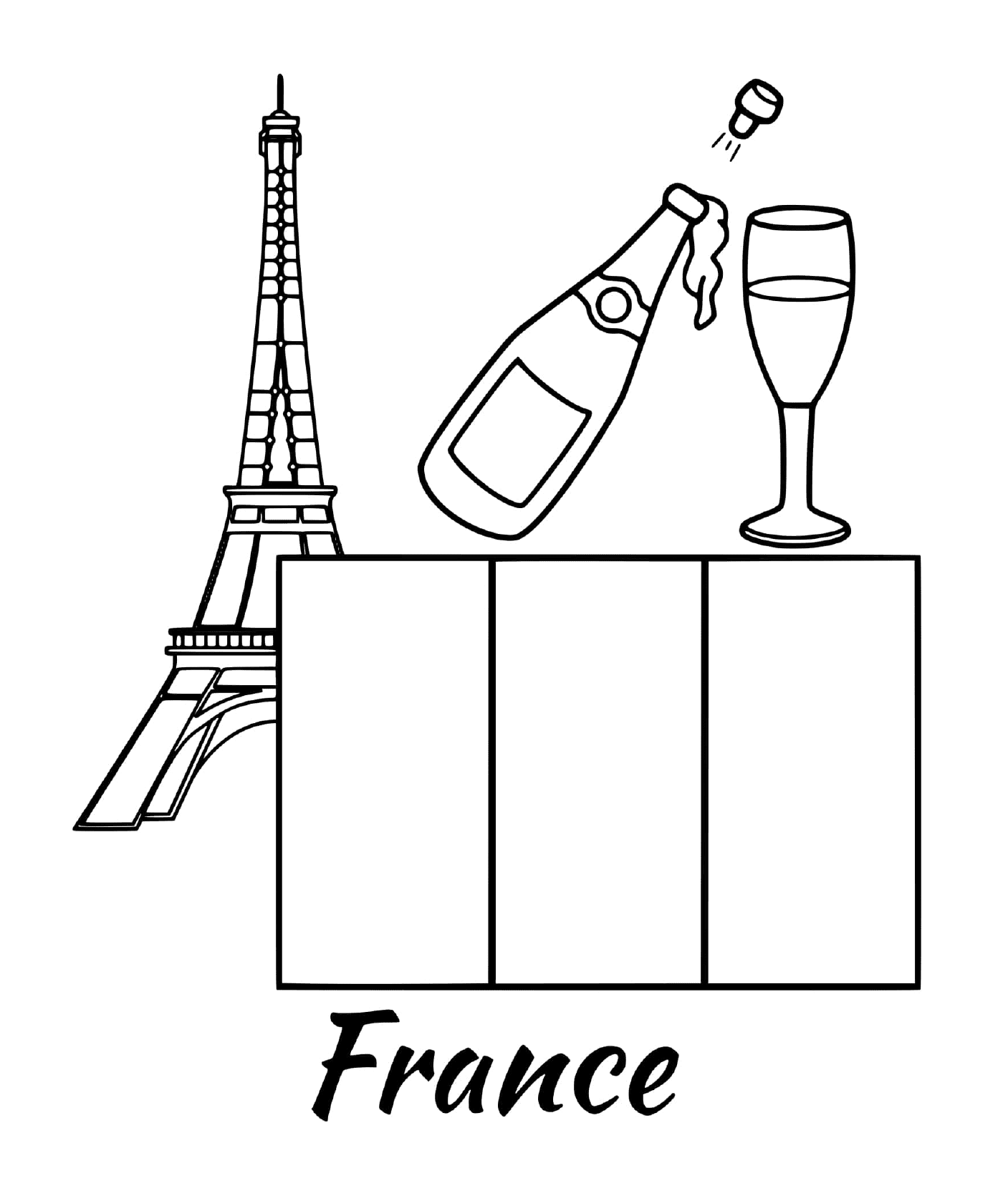  Flag of France with the Eiffel Tower 