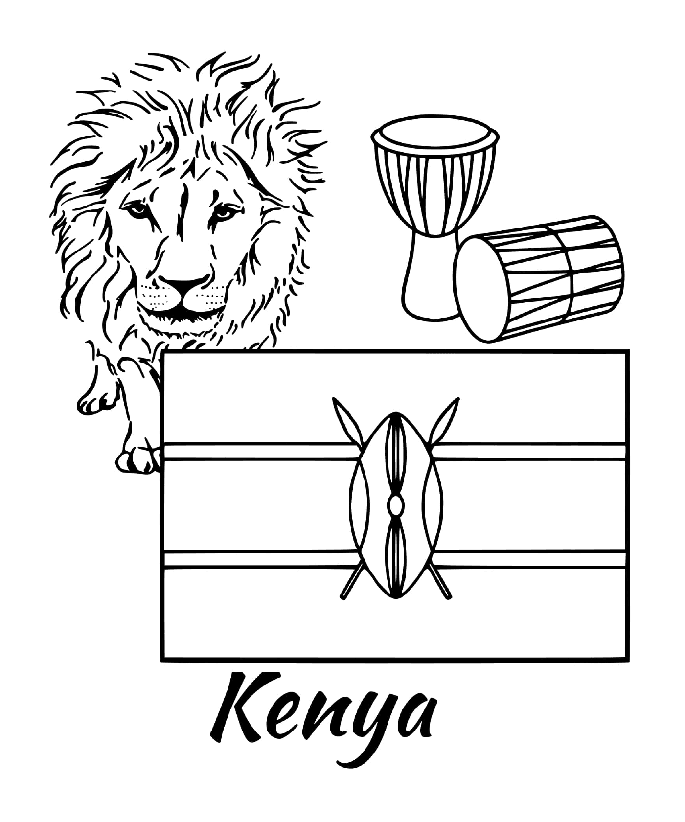  Bandera de Kenia, león 