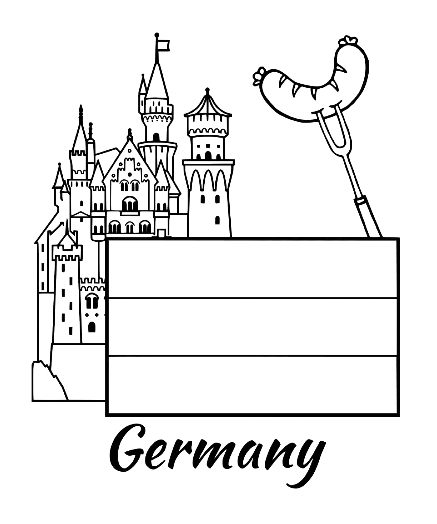  Flagge von Deutschland mit einer Burg 
