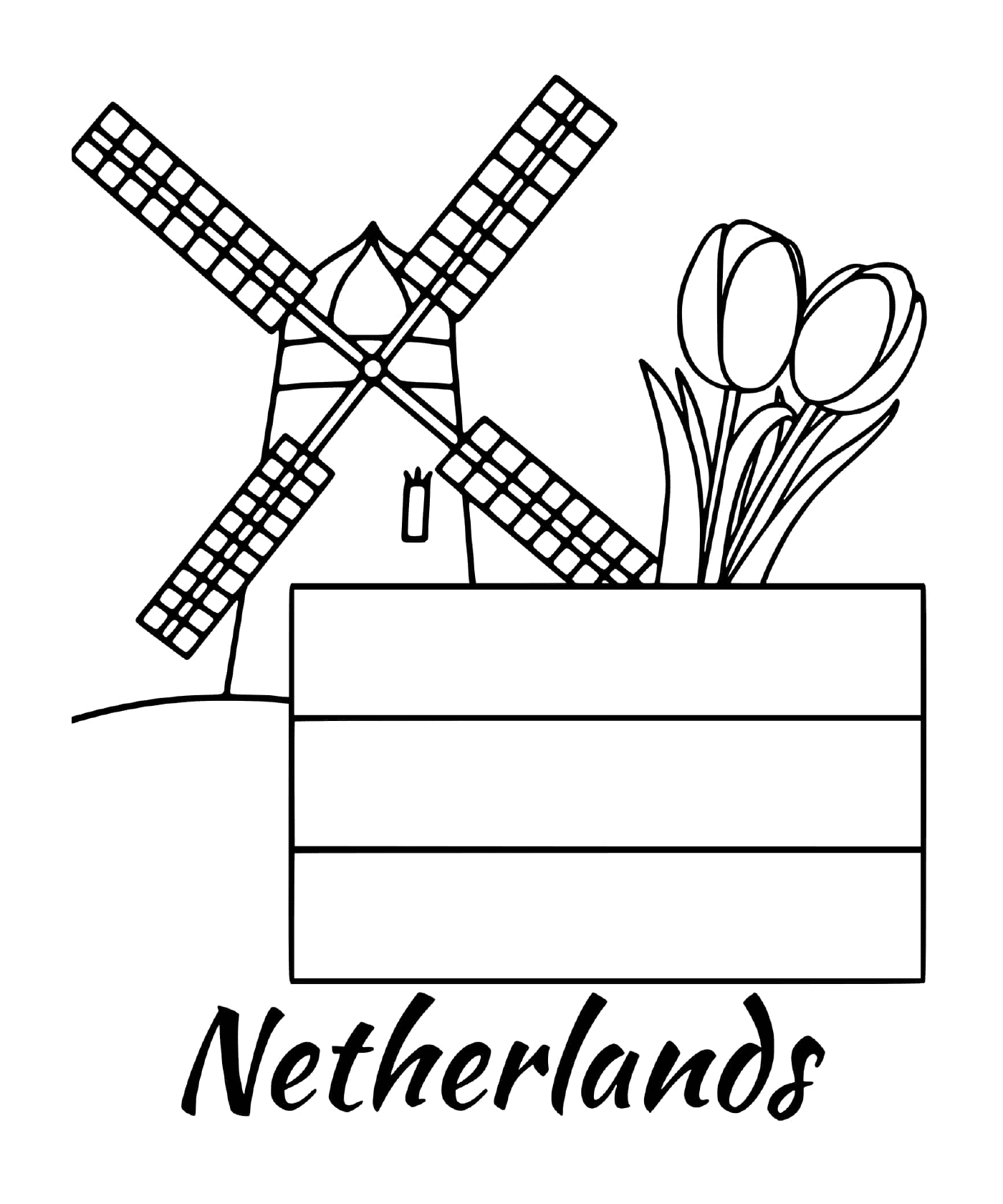  Bandera holandesa con molino de viento 