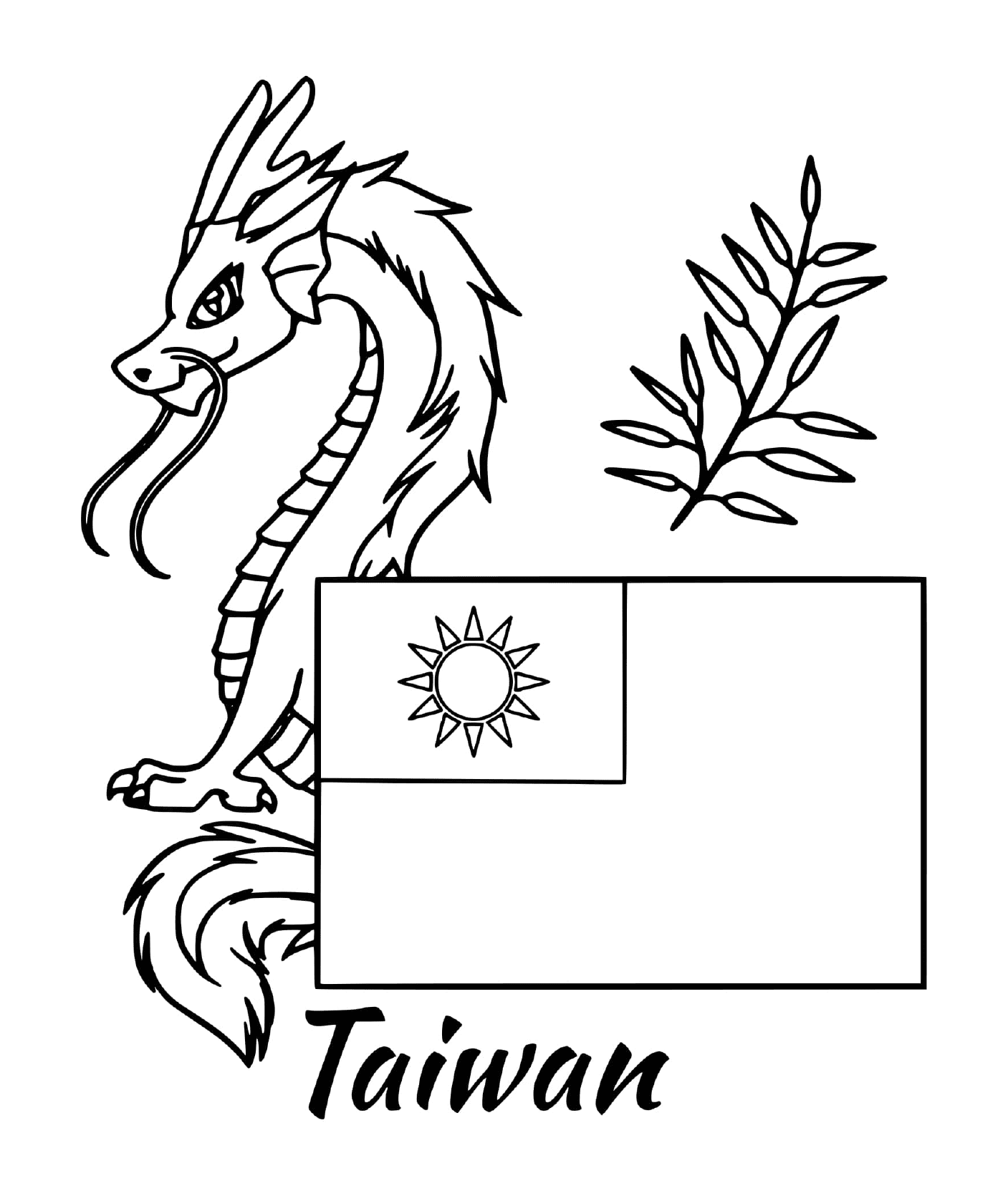  Taiwan flag with a dragon 