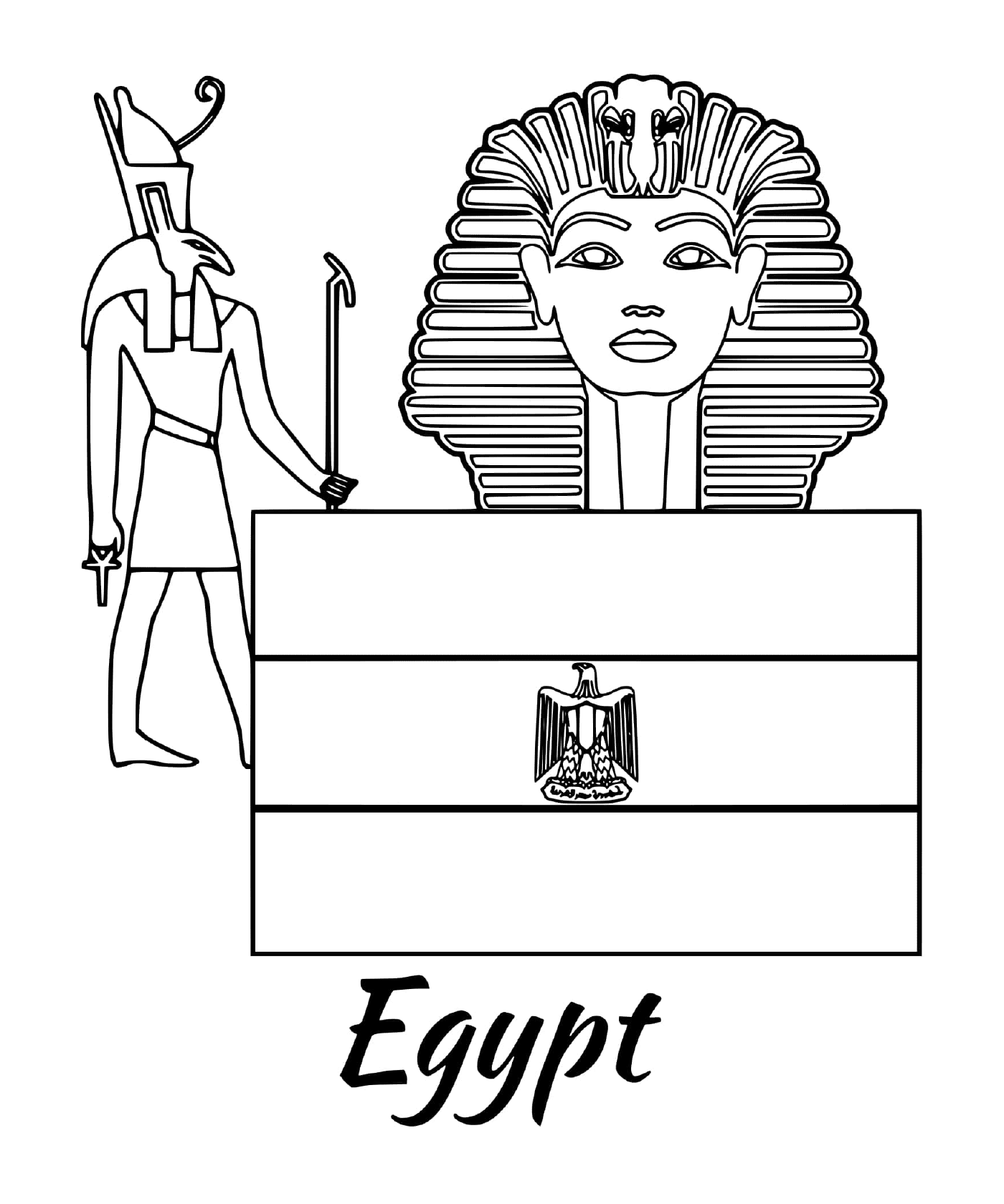  Flag of Egypt with the Sphinx 