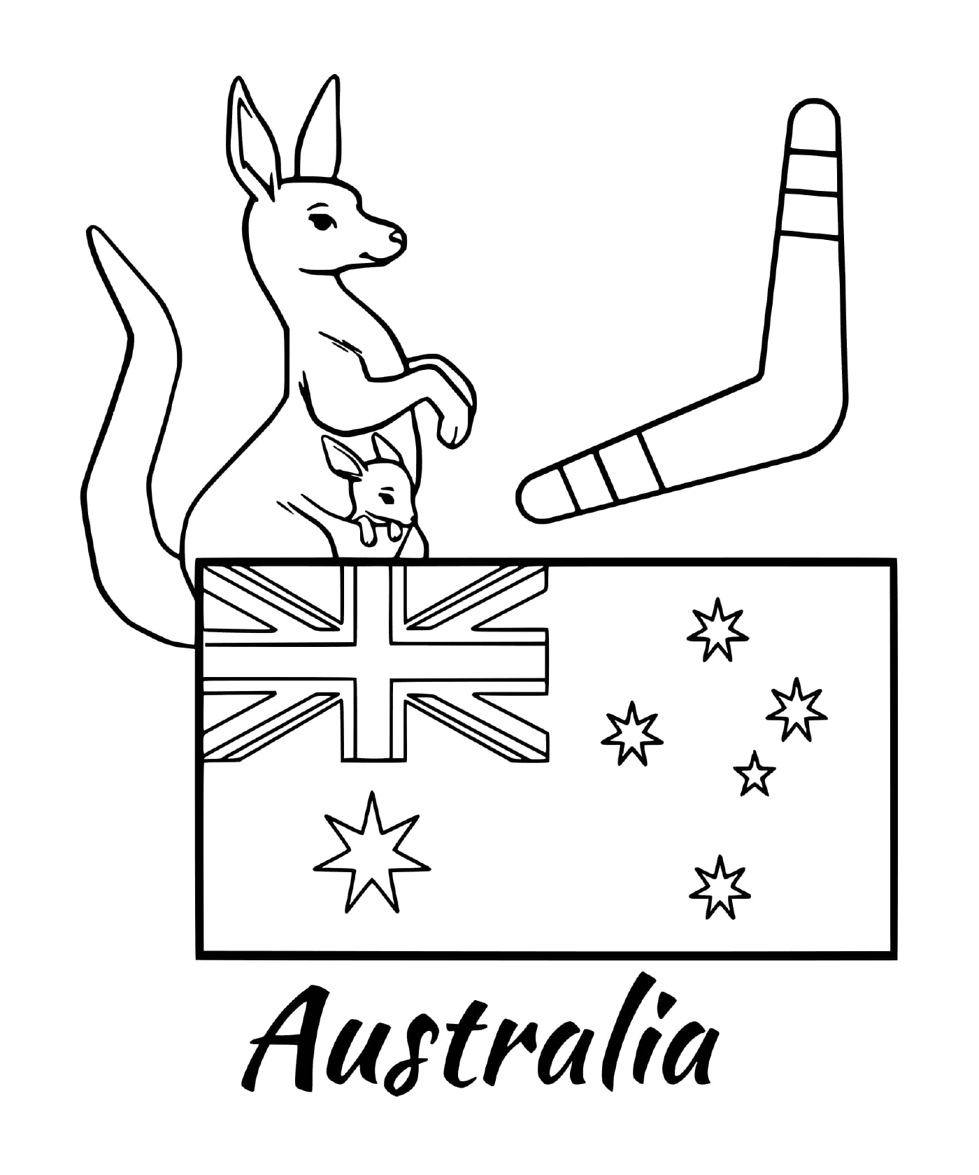  Flagge von Australien mit einem Boomerang 