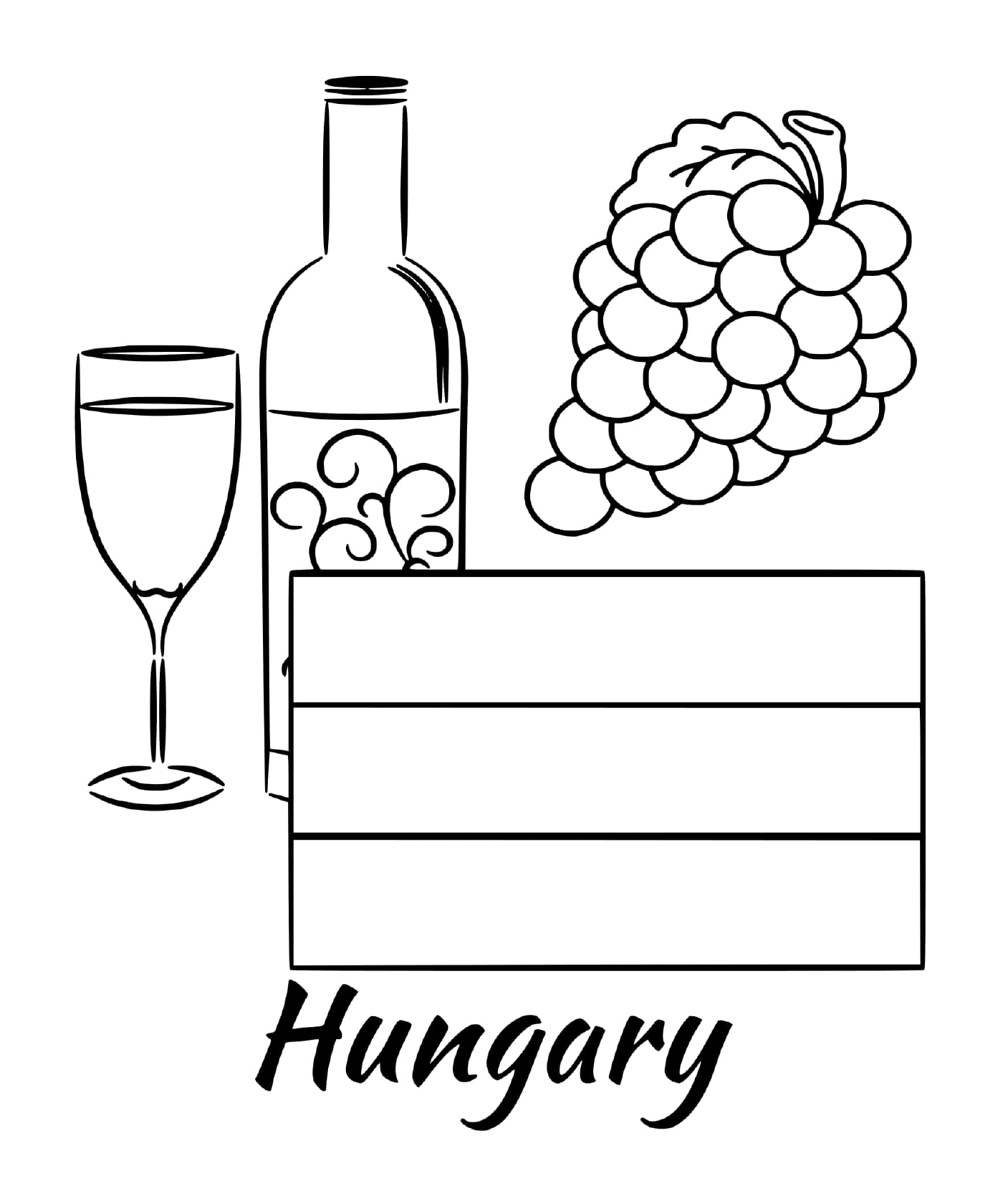  Bandiera dell'Ungheria con vino 