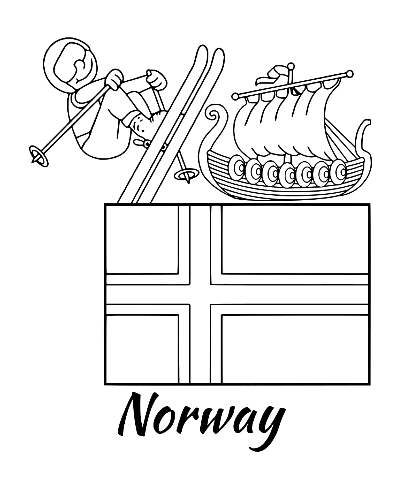  Flagge von Norwegen, Ski 