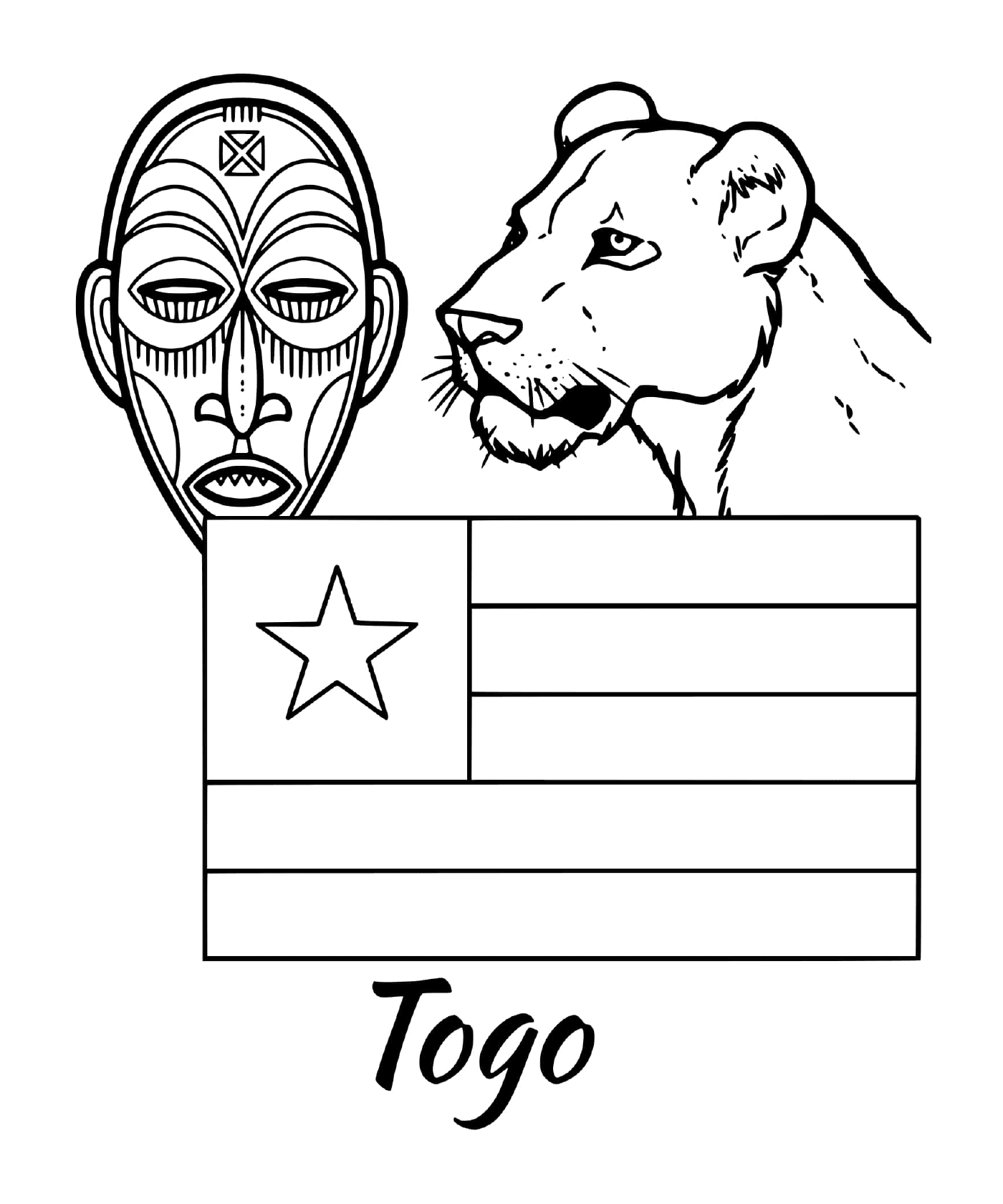 Togo-Flagge mit Stammesmaske 