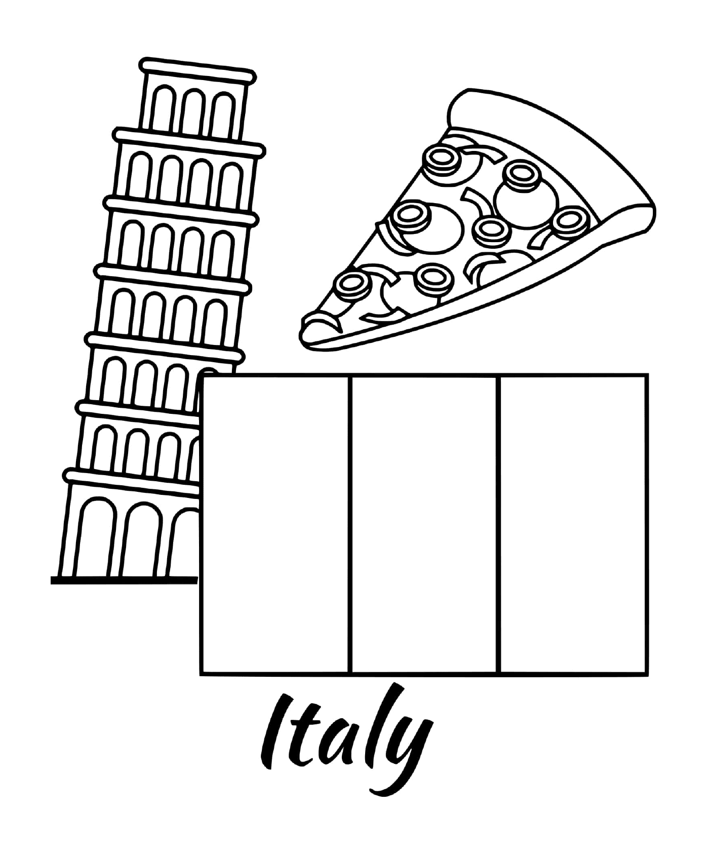  Bandera de Italia con pizza 