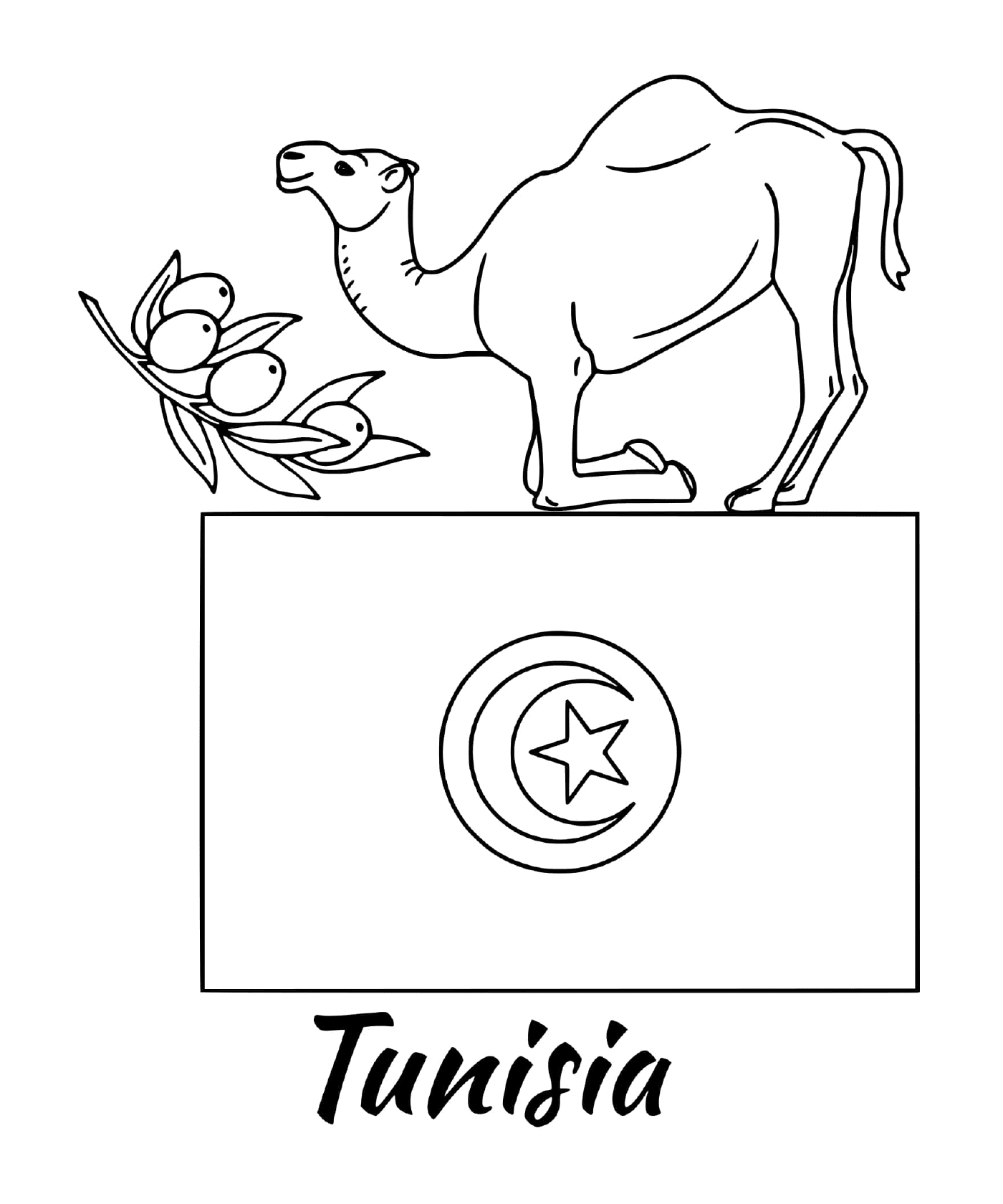  Flagge von Tunesien mit einem Kamel 