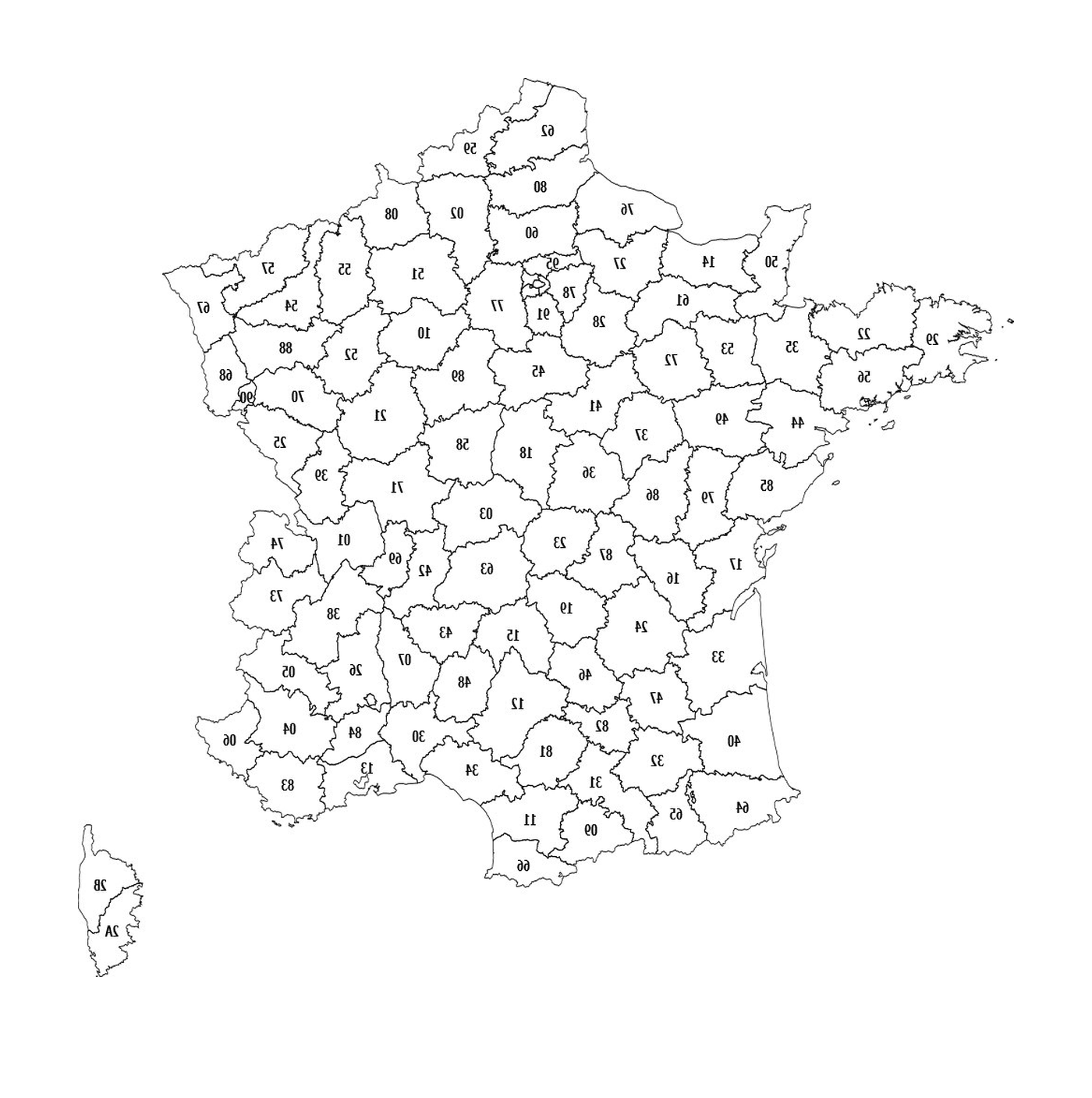  Mappa dei dipartimenti della Francia 
