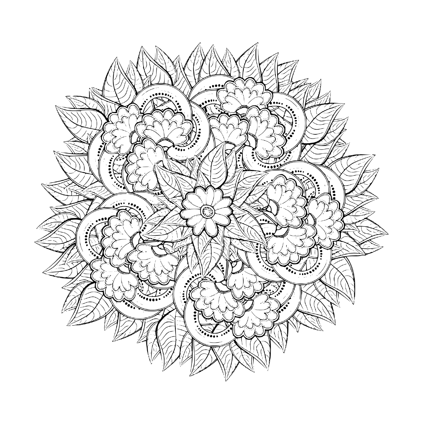  Un mandala floral para adultos 