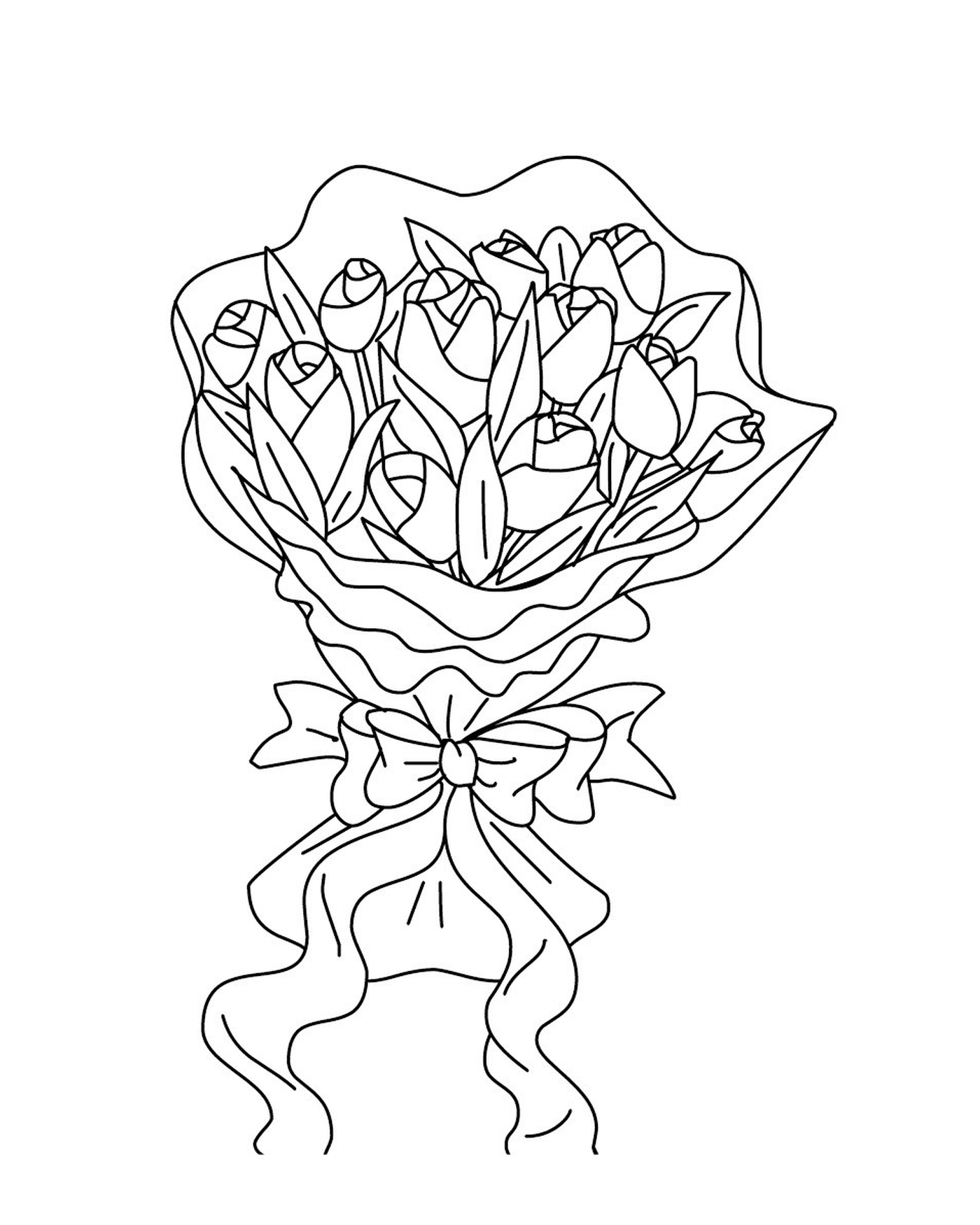  Ein Strauß Rosen mit einem Knoten 