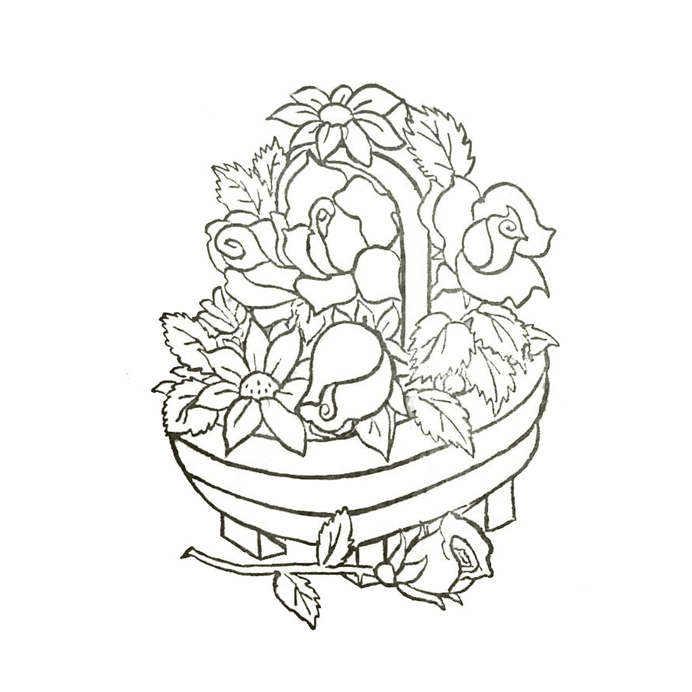  Una cesta llena de flores 