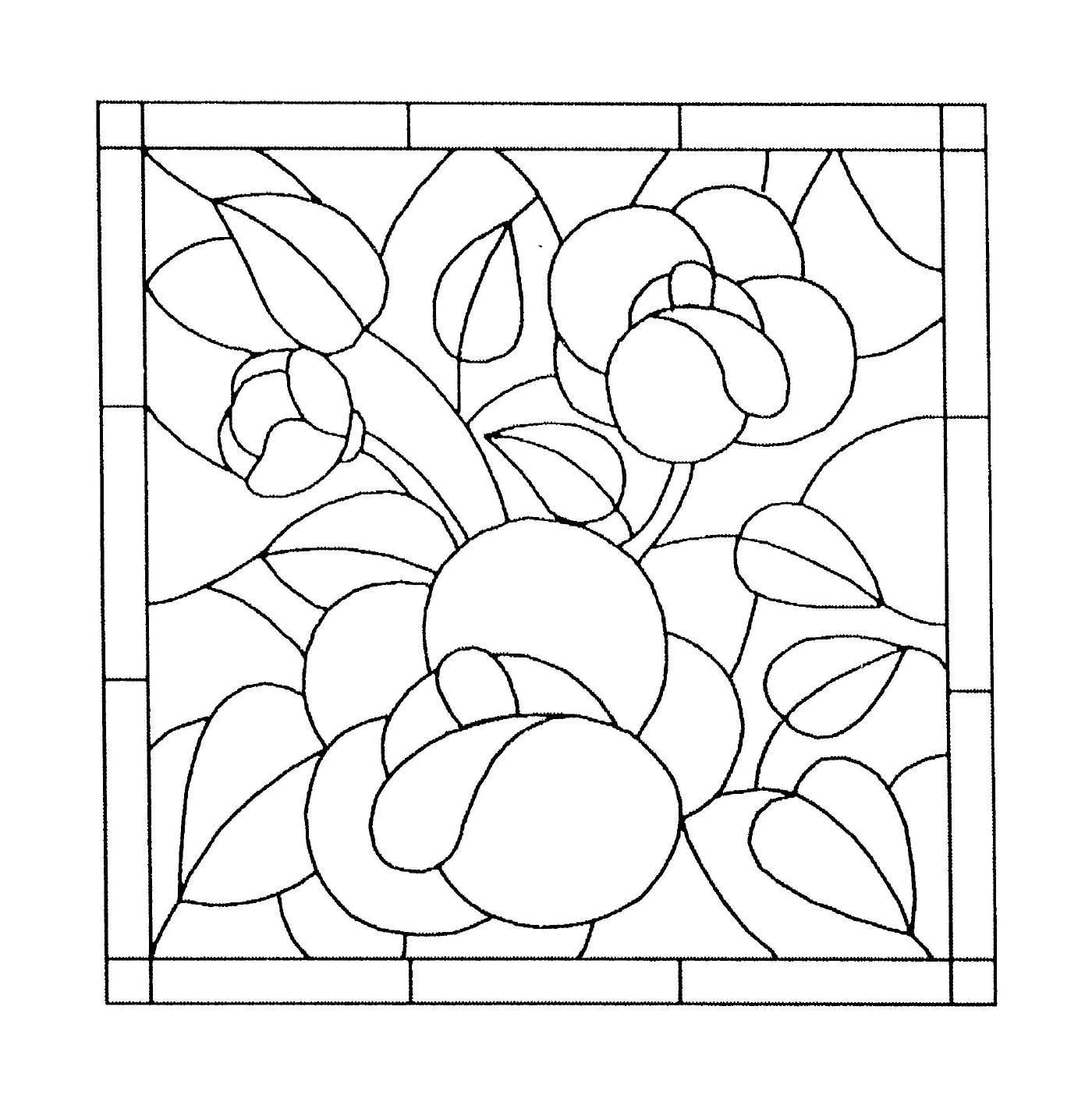  Window in stained glass with flowers 
