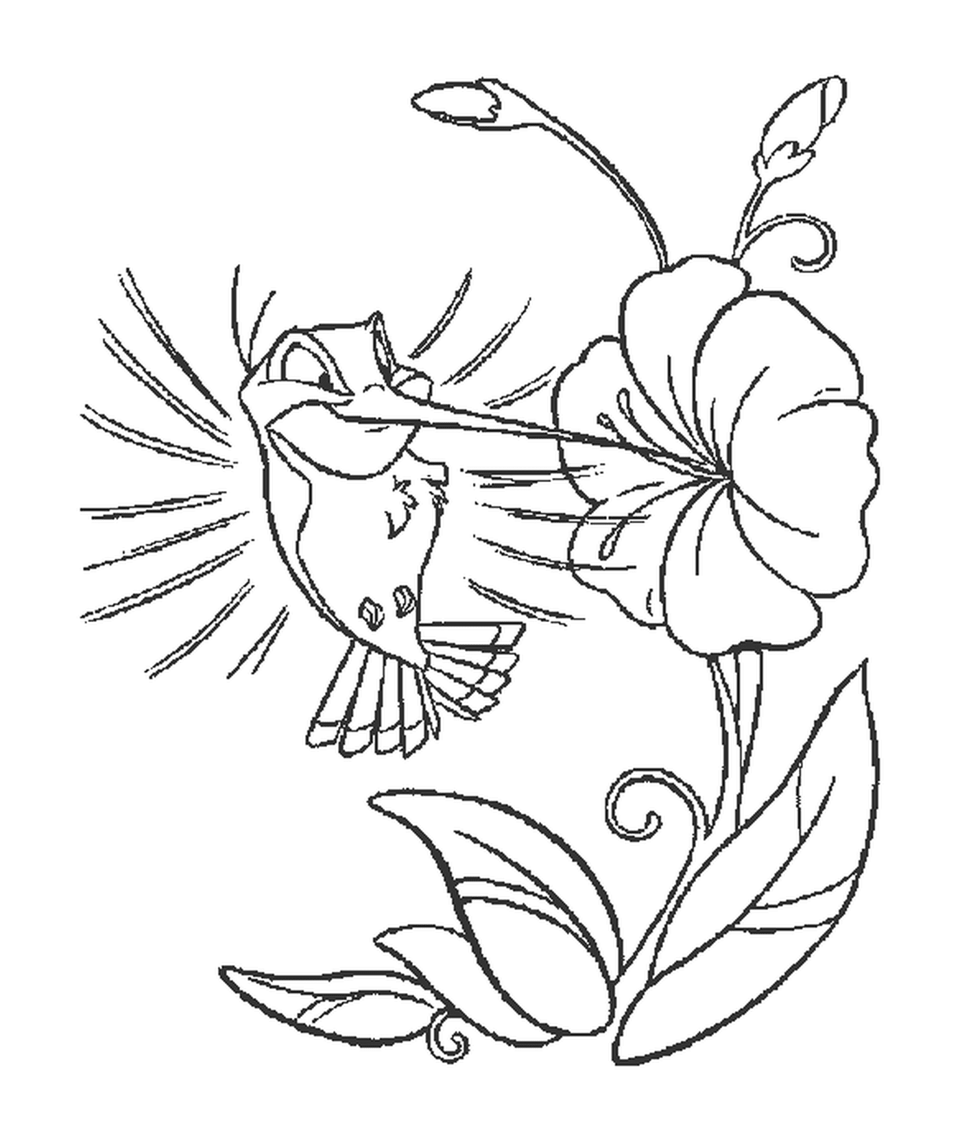  Ein Kolibri in der Nähe einer Blume 