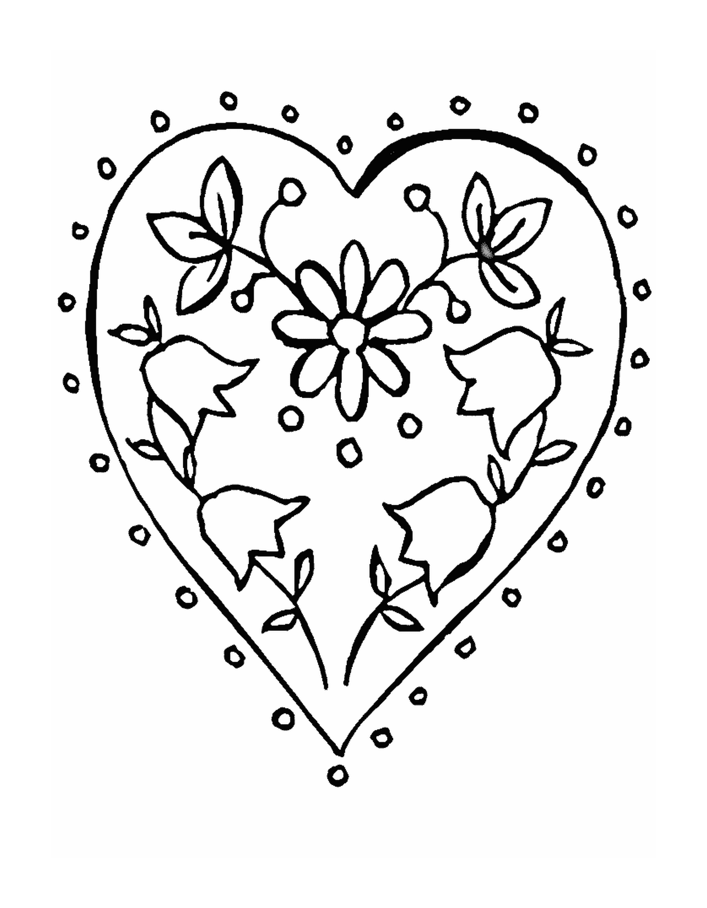  Ein Herz mit Blumen geschmückt 