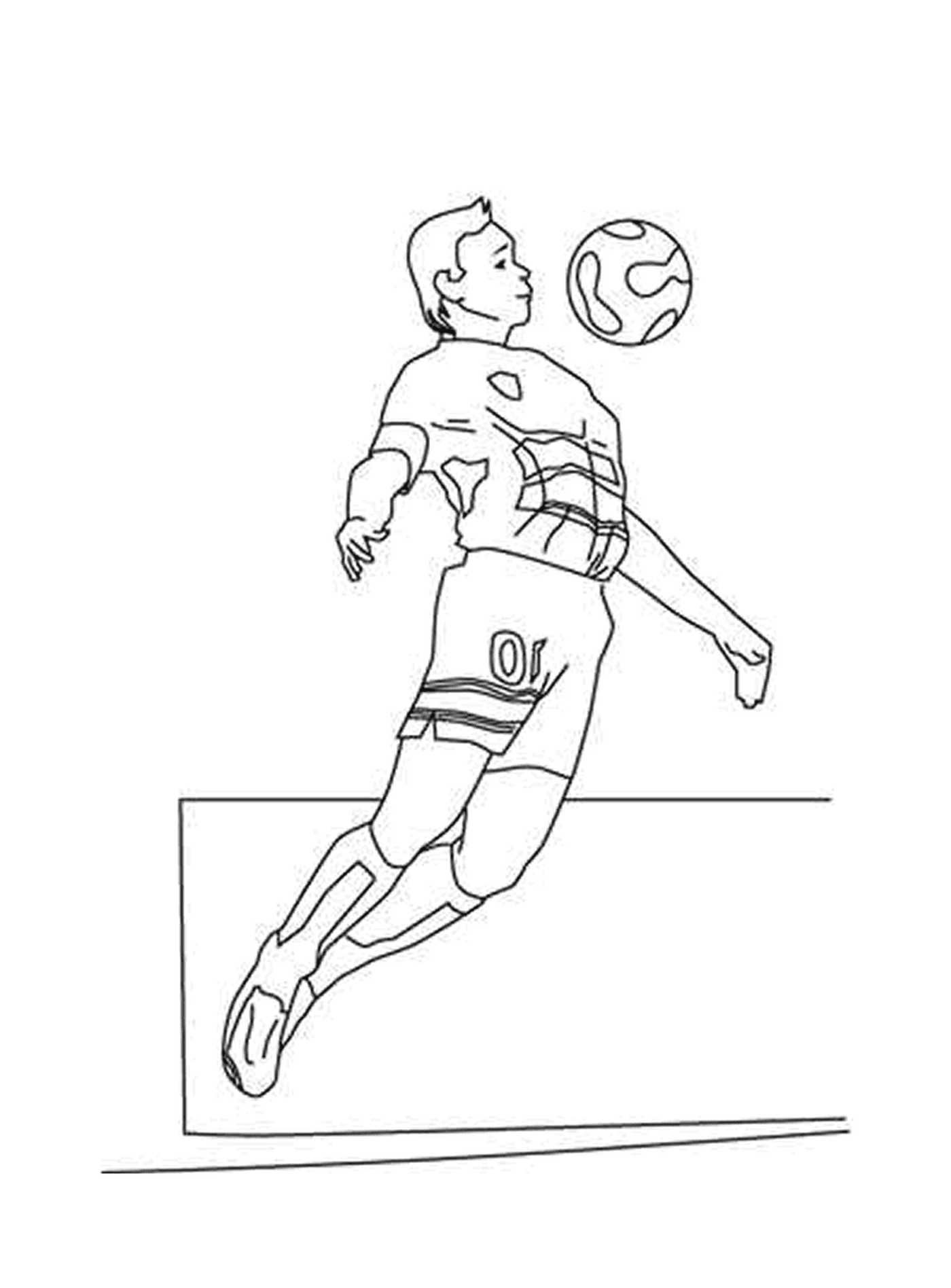  A footballer with a ball 