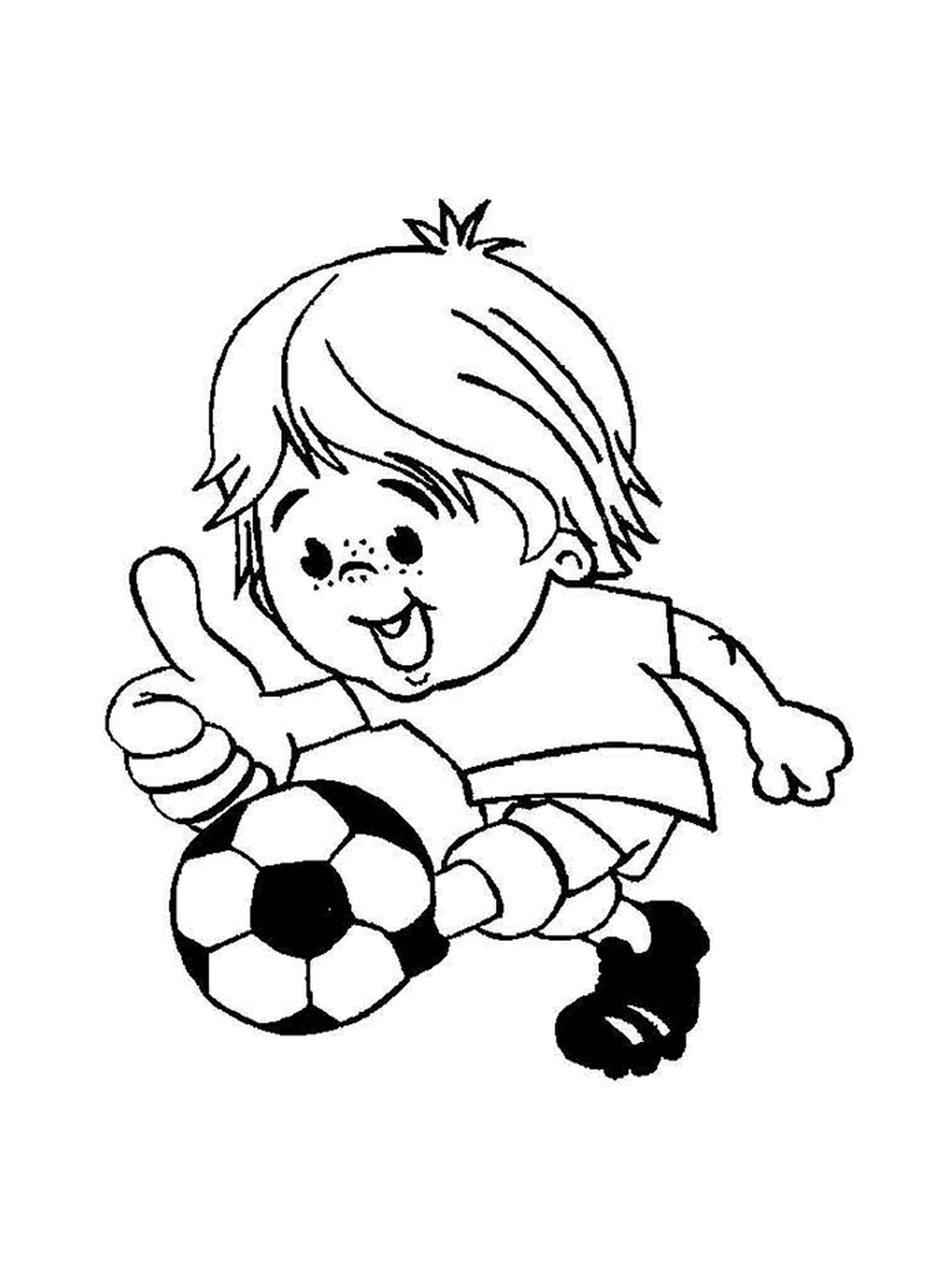 A child plays football 
