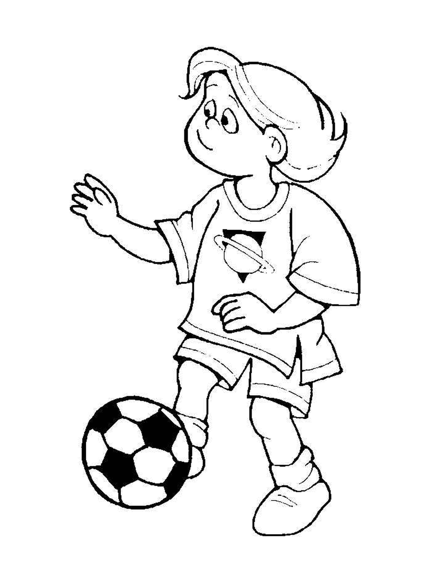  Kind, das Fußball spielt 